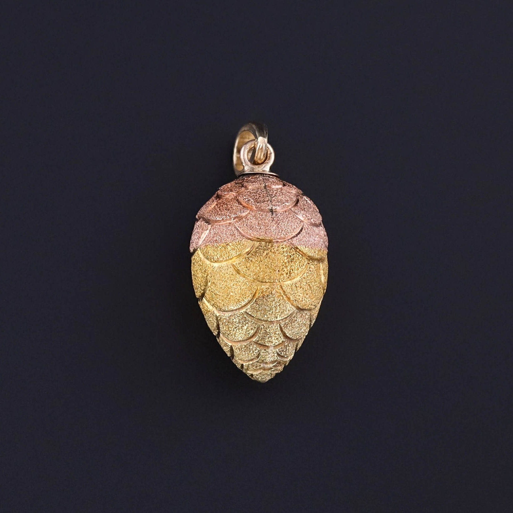 Antique Pinecone Charm of 14k Gold