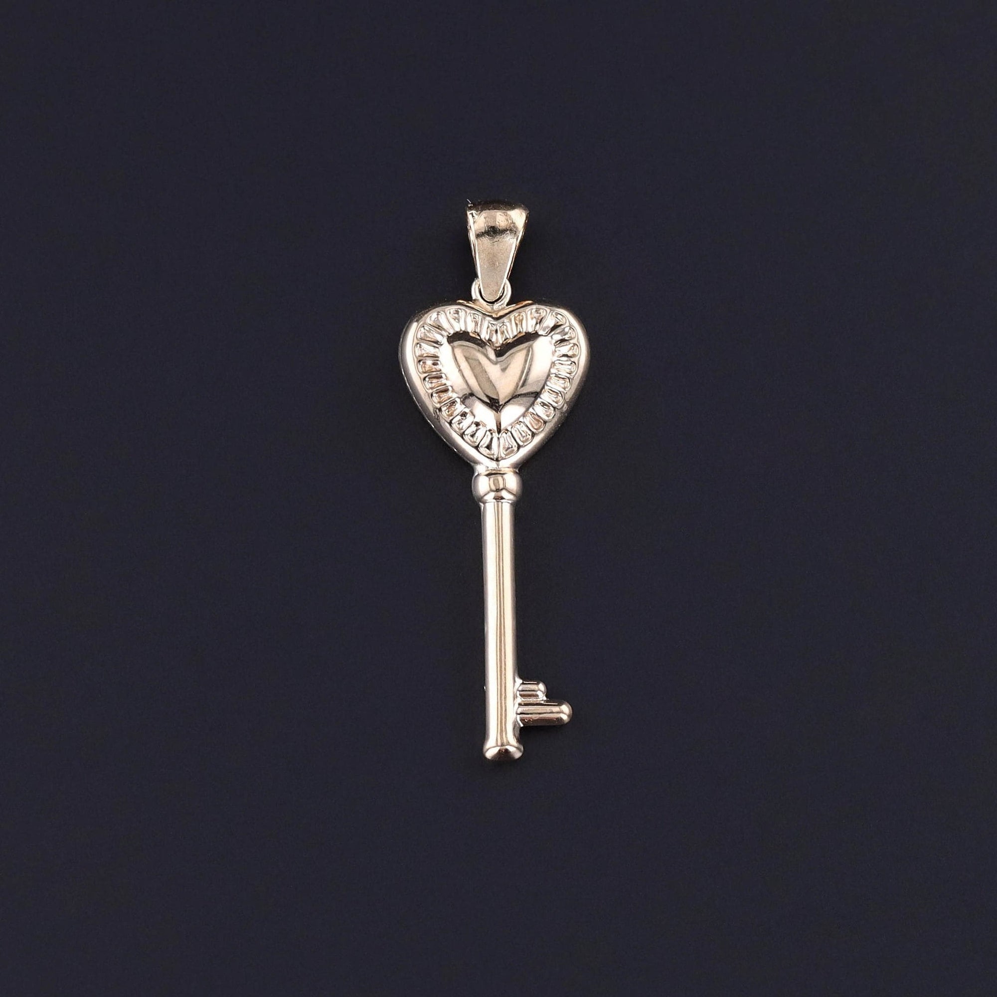 Vintage Heart Shaped Key Pendant of 14k Gold