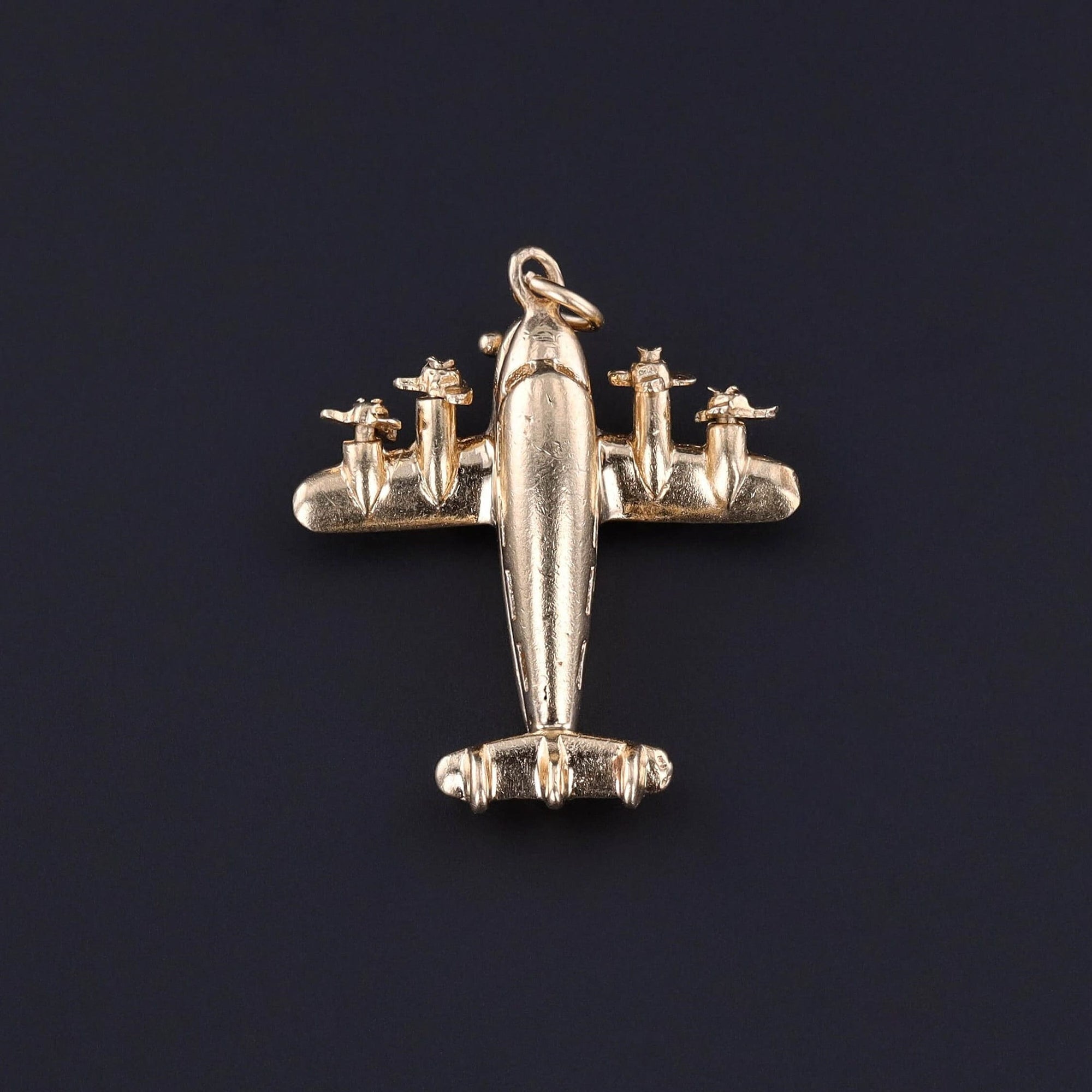 Vintage Movable Airplane Charm of 14k Gold