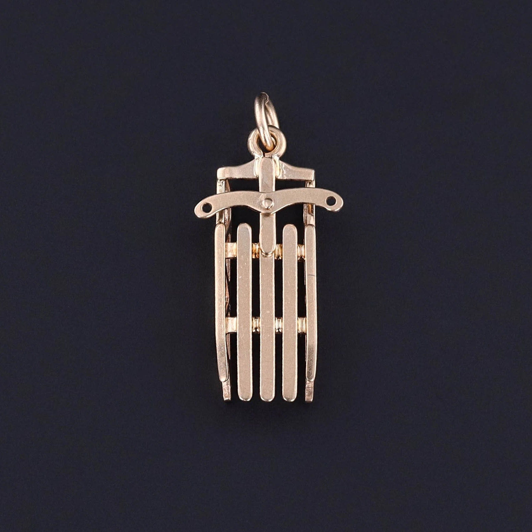 Vintage Sled Charm of 14k Gold