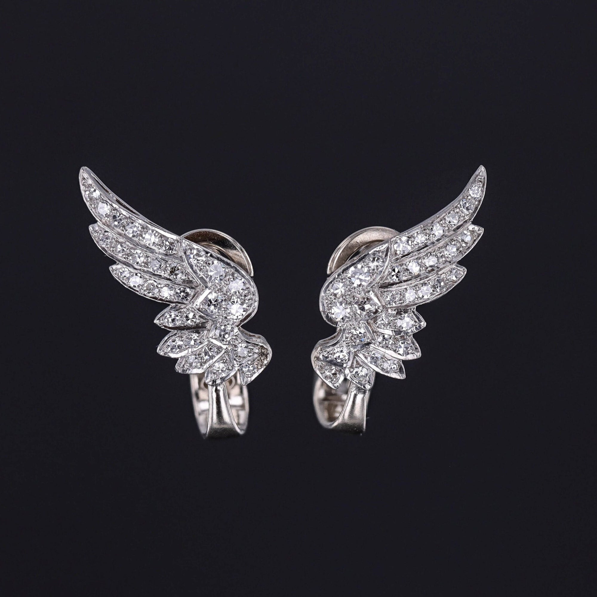 Vintage Diamond Wing Conversion Earrings