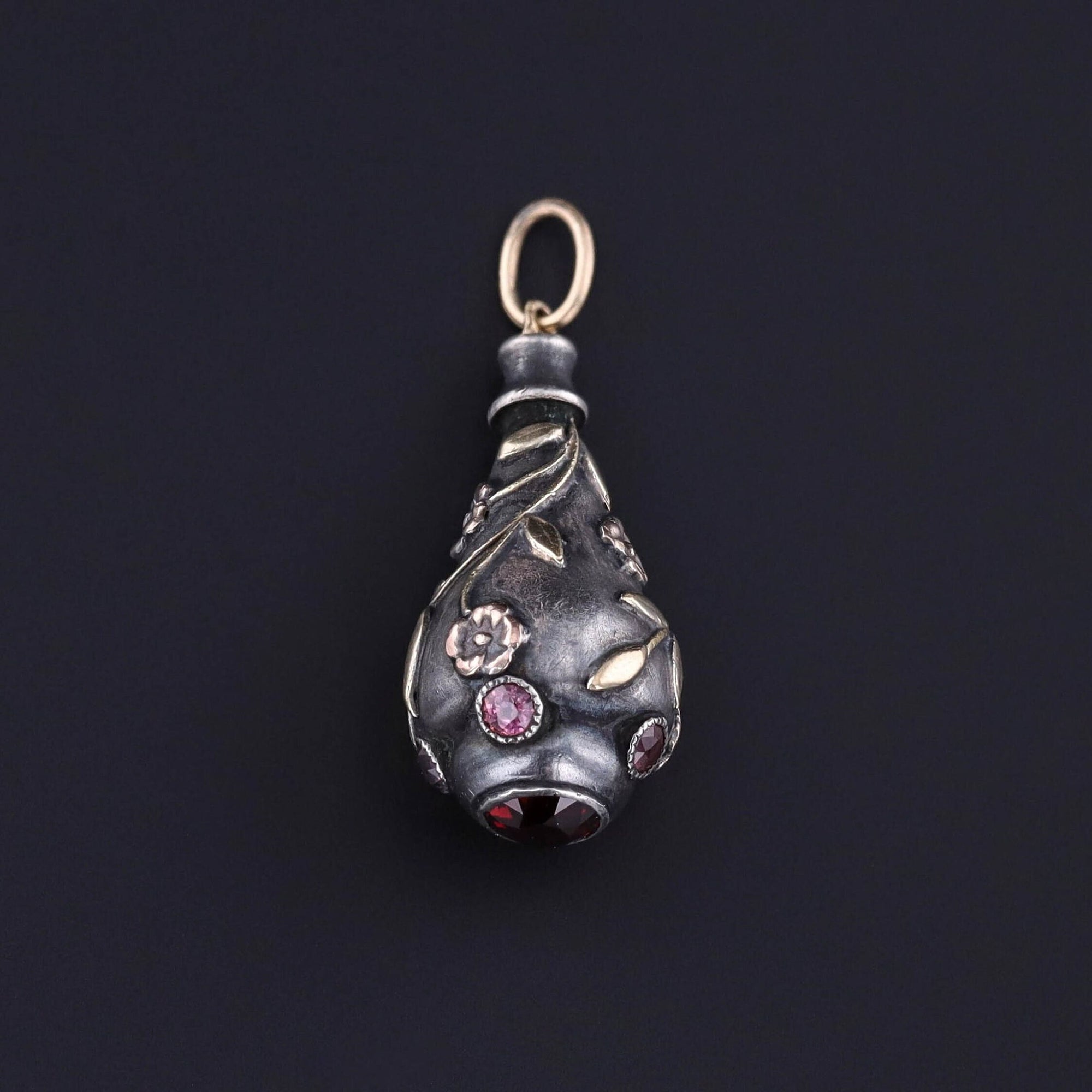 Antique Garnet Pendant of Silver and Gold