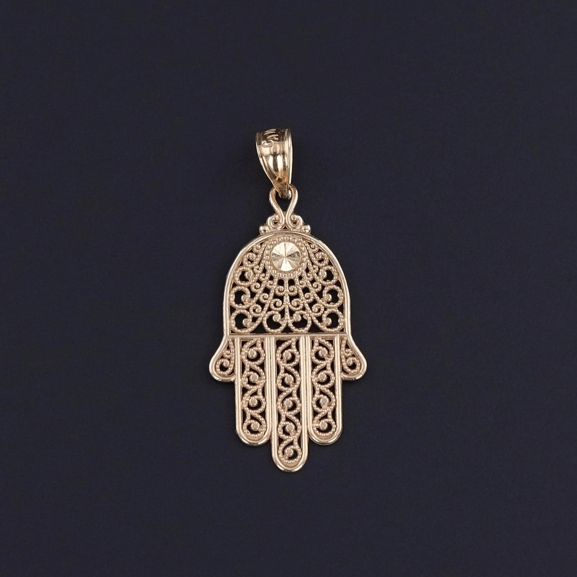 Vintage Hamsa Charm of 10k Gold