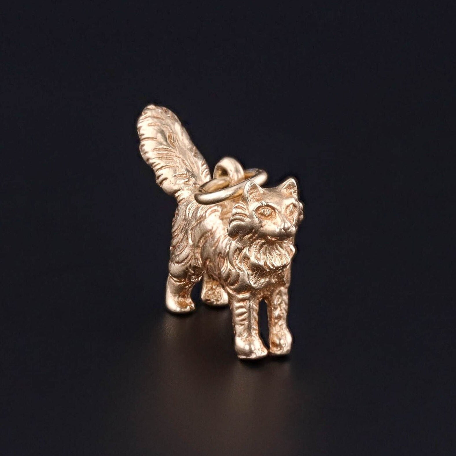 Vintage Cat Charm of 14k Gold