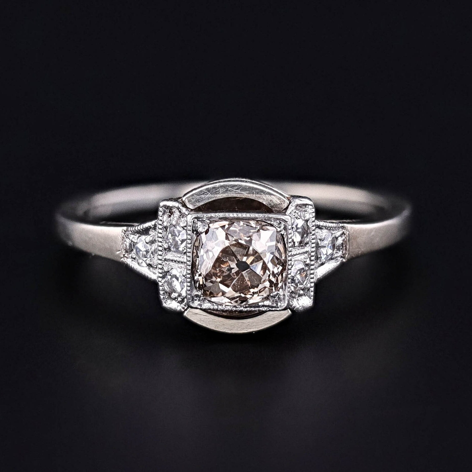 Vintage Diamond Engagement Ring Platinum Topped 14k Gold