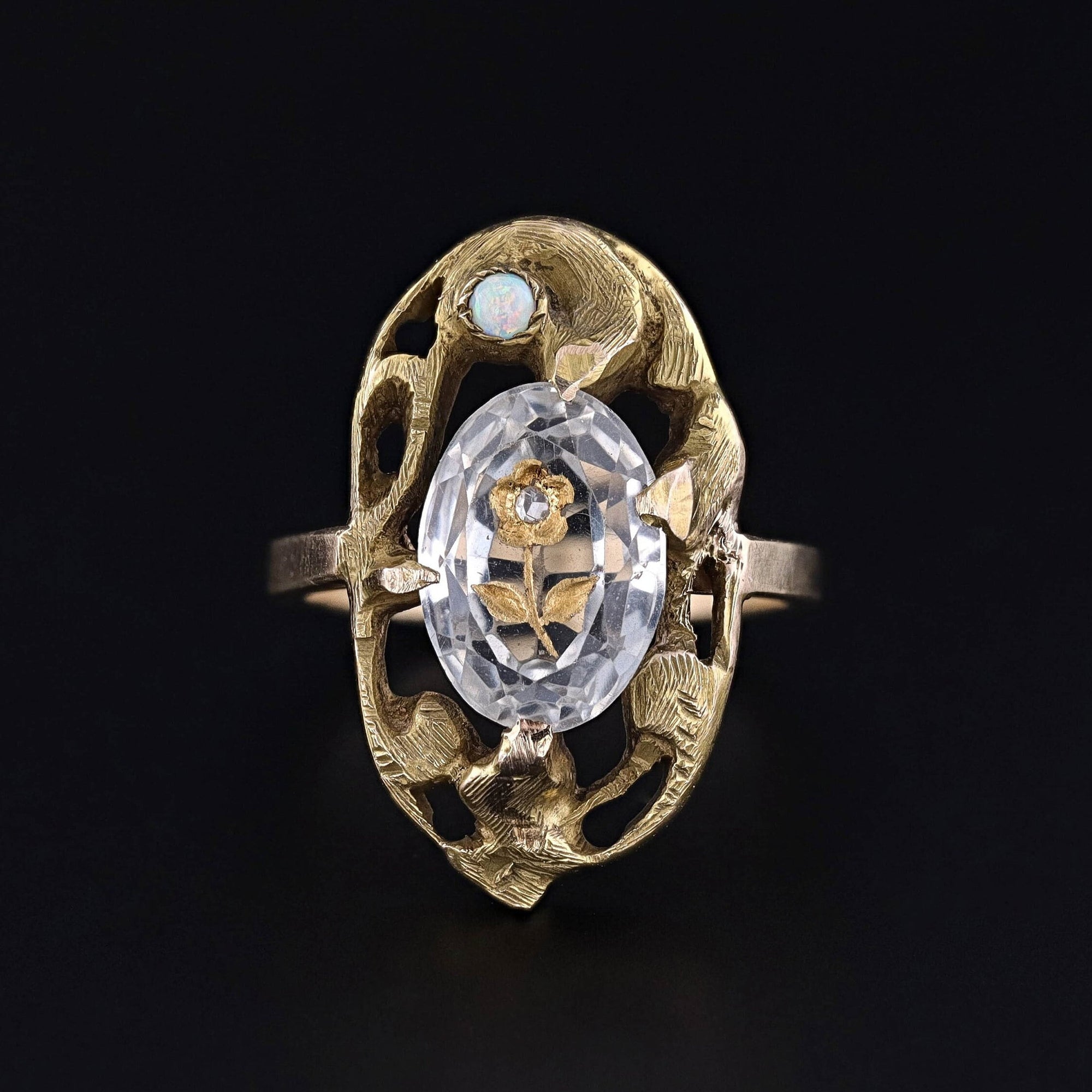Antique Amethyst Rose of Sharon Ring of 10k Gold