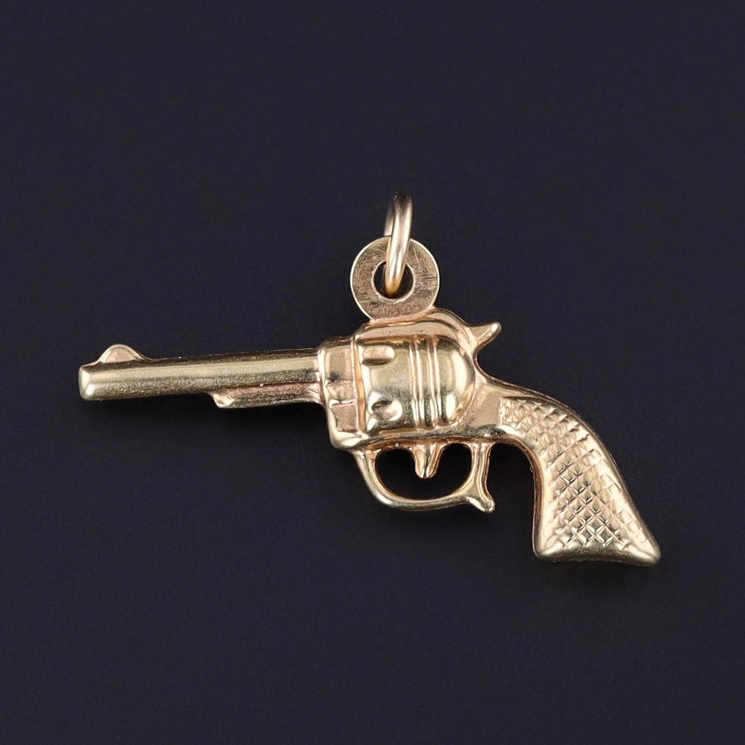 Vintage Revolver Charm of 14k Gold