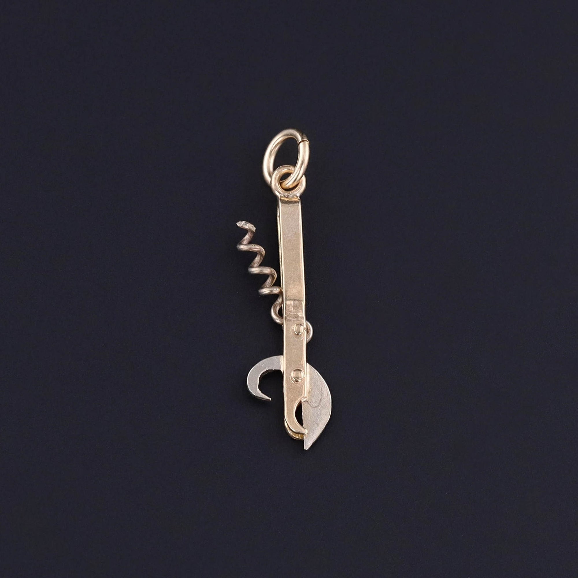 Vintage Movable Corkscrew Charm of 14k Gold