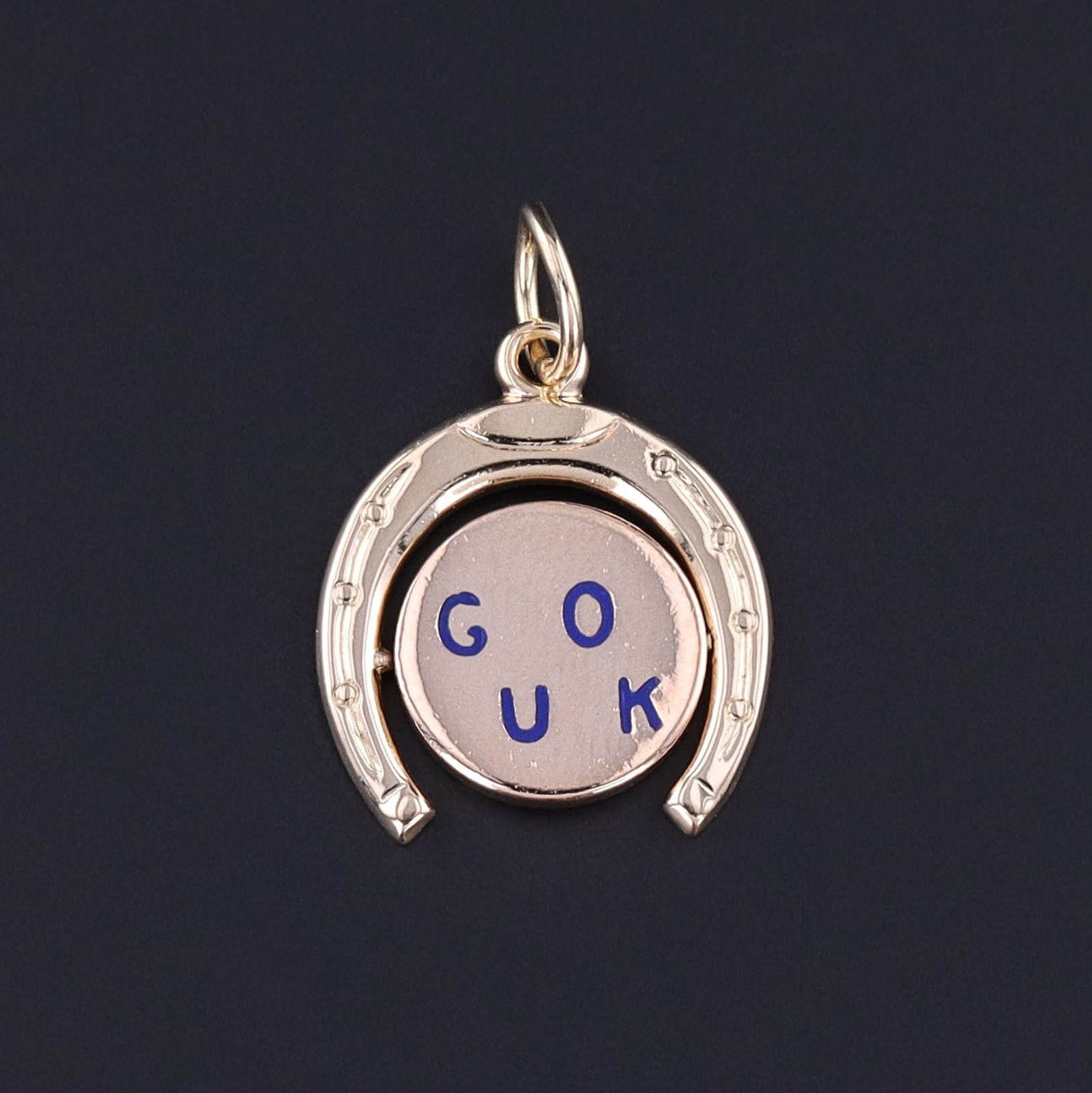 Vintage Good Luck Spinner Charm of 14k Gold