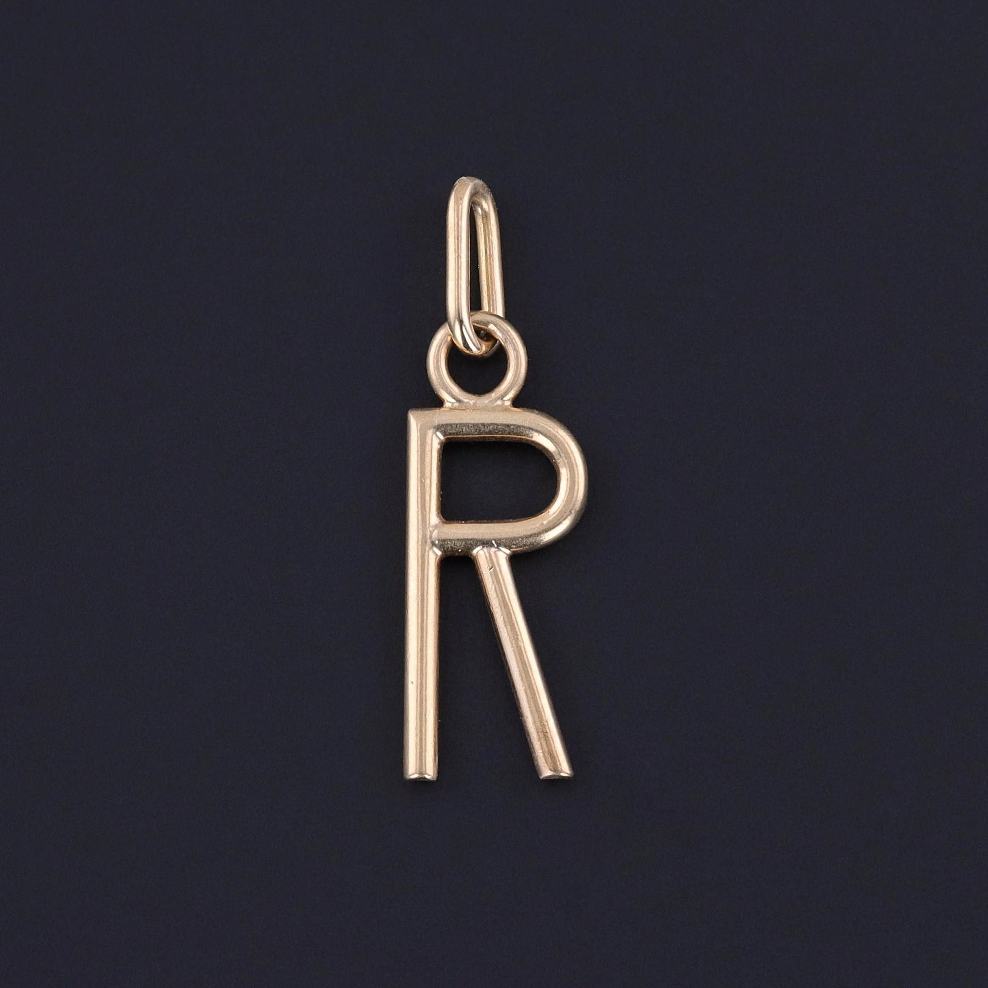 Vintage Letter R Pendant of 14k Gold