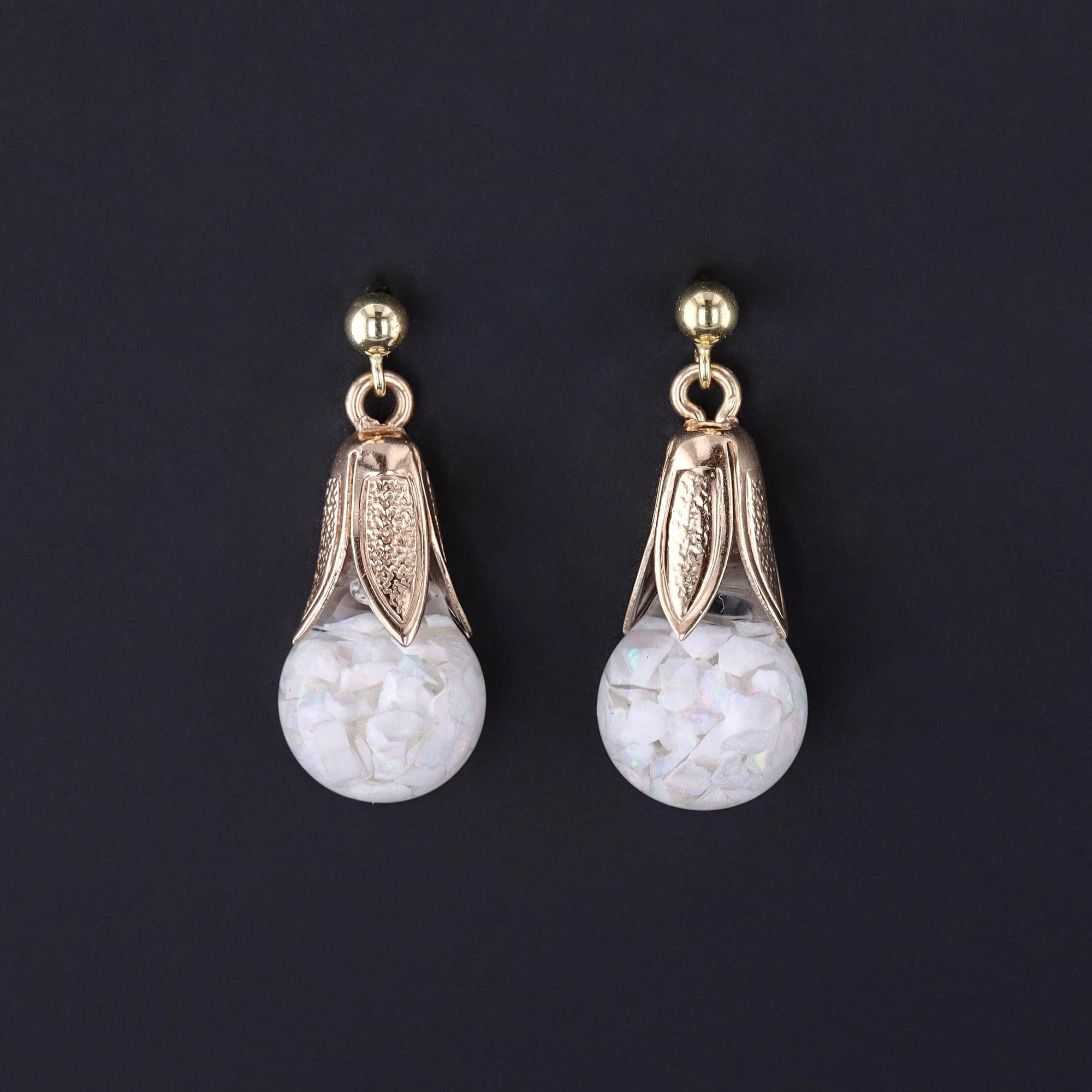 Vintage Floating Opal Earrings