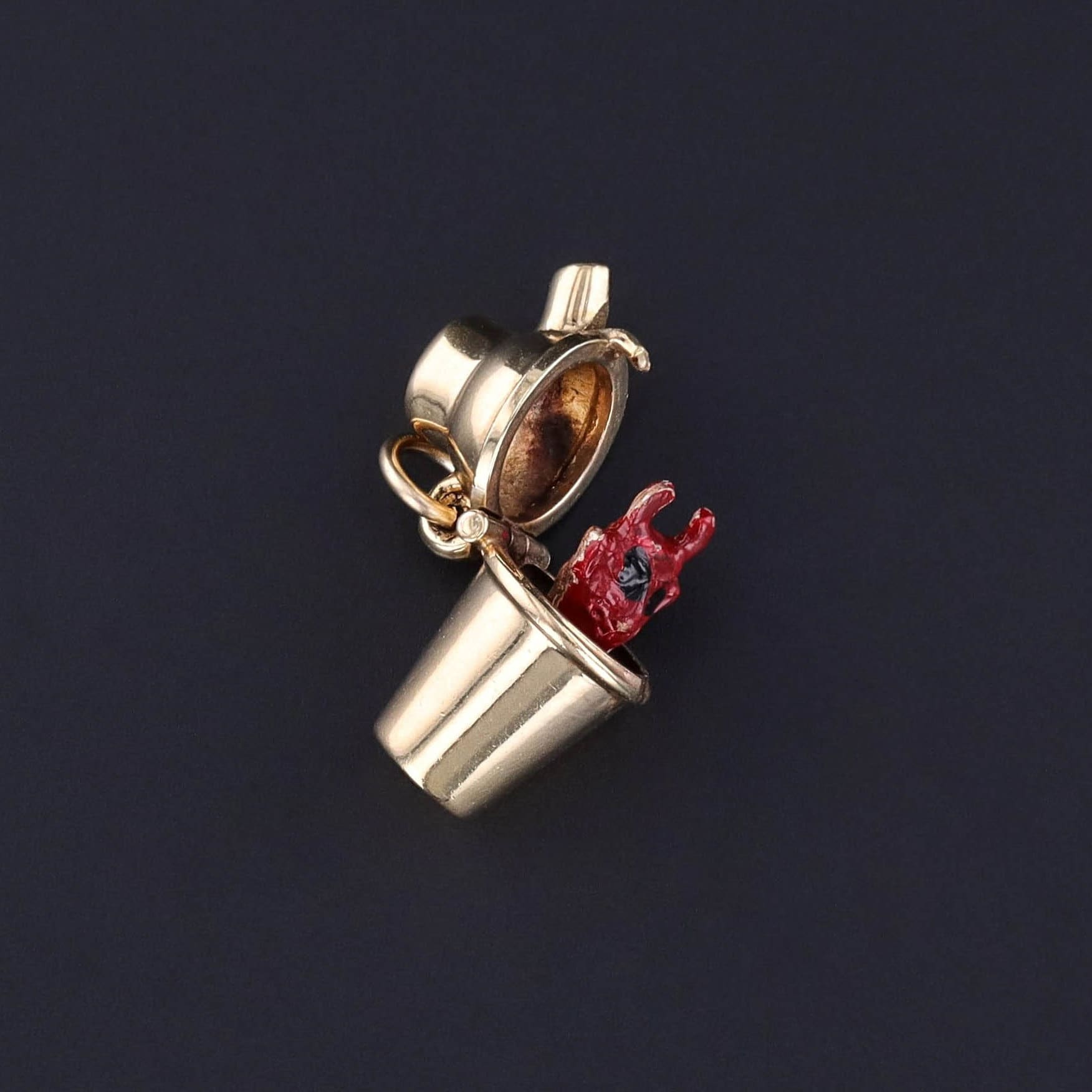 Vintage Devil in the Martini Shaker Charm of 10k Gold