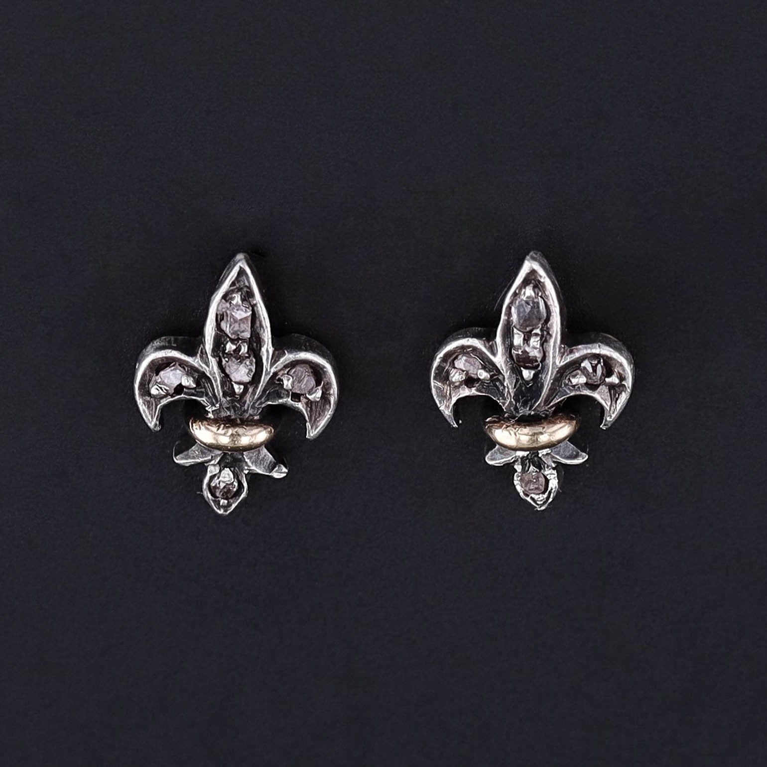 Antique Diamond Fleur de Lis Earrings