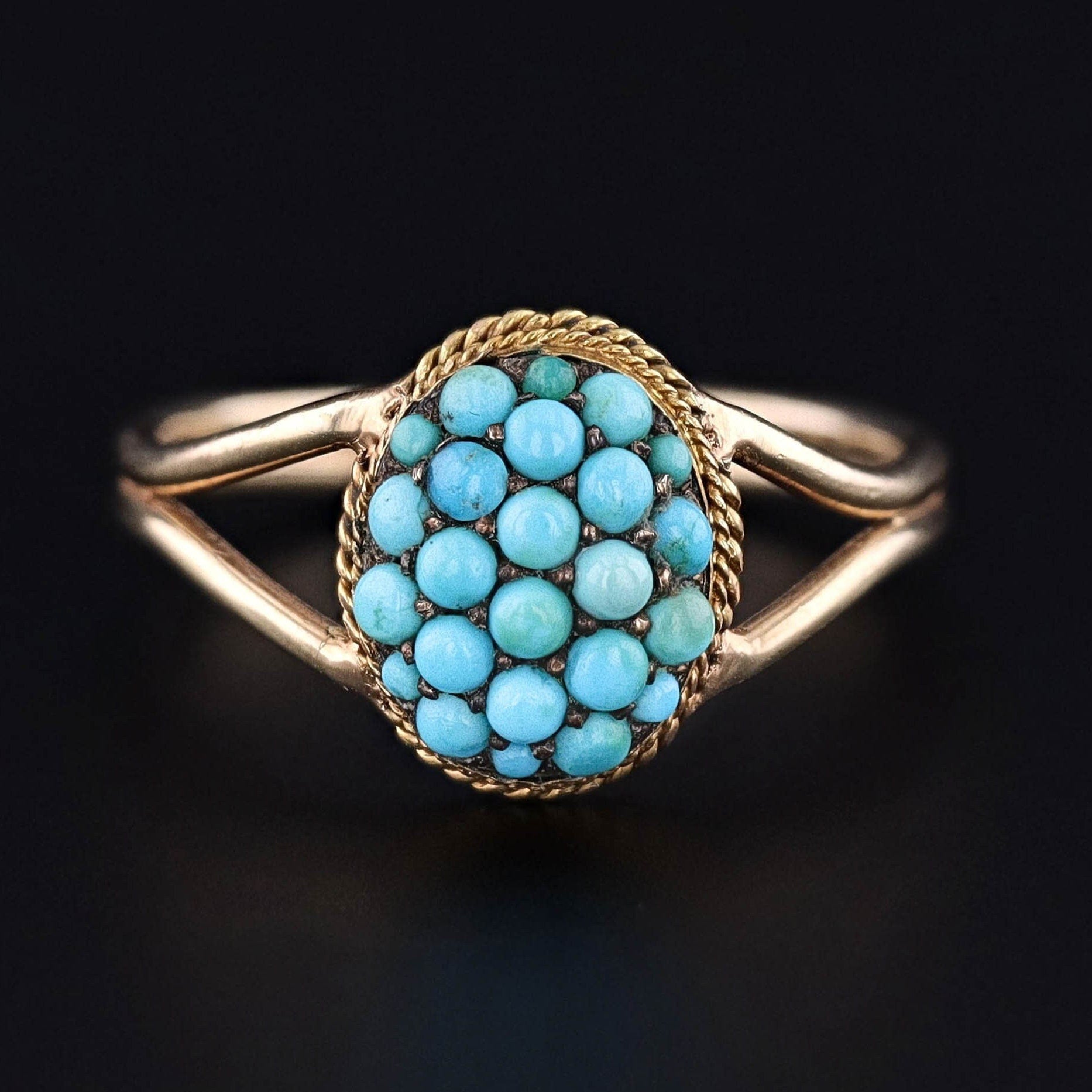 Antique Turquoise Conversion Ring of 10k & 14k Gold