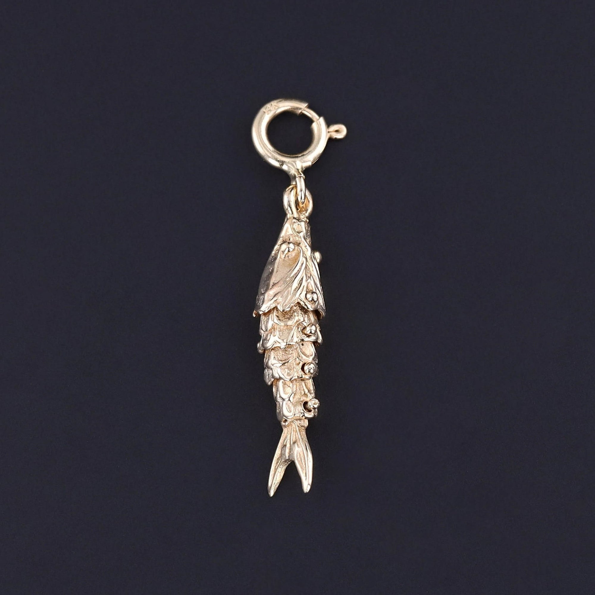 Vintage Moveable Fish Charm of 14k Gold