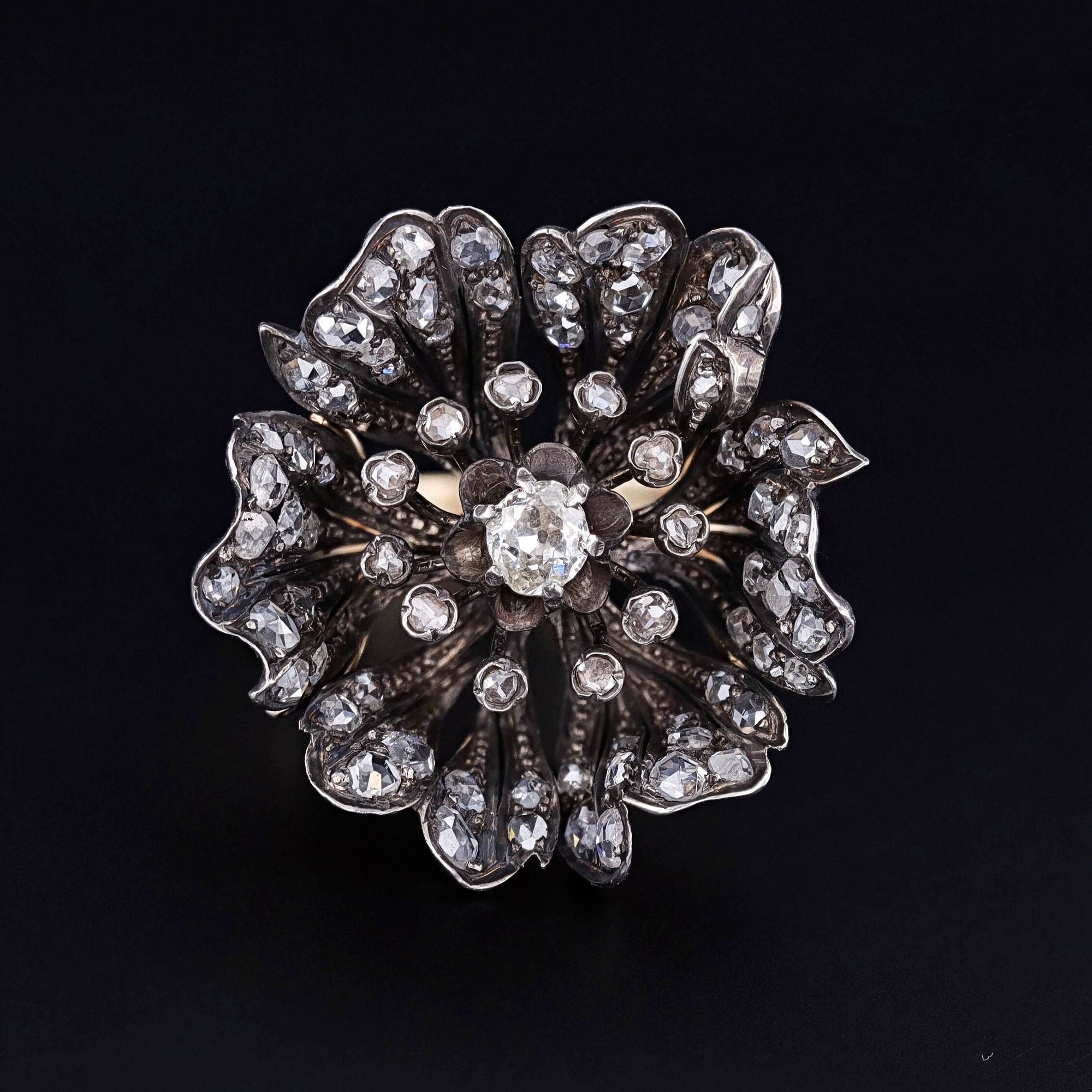 Antique Diamond Flower Conversion Ring