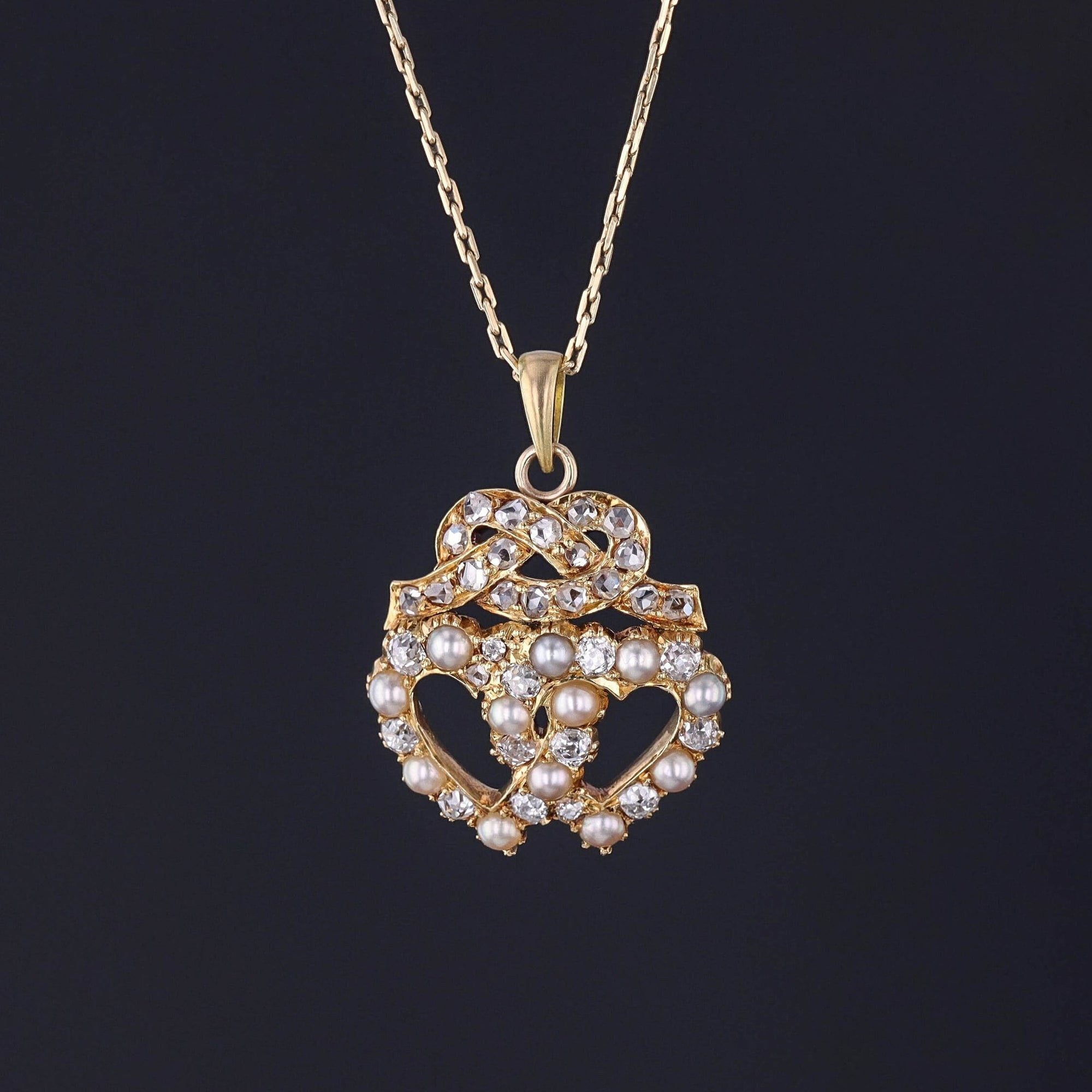 Antique Heart Pendant of 18k Gold with Optional 14k Chain