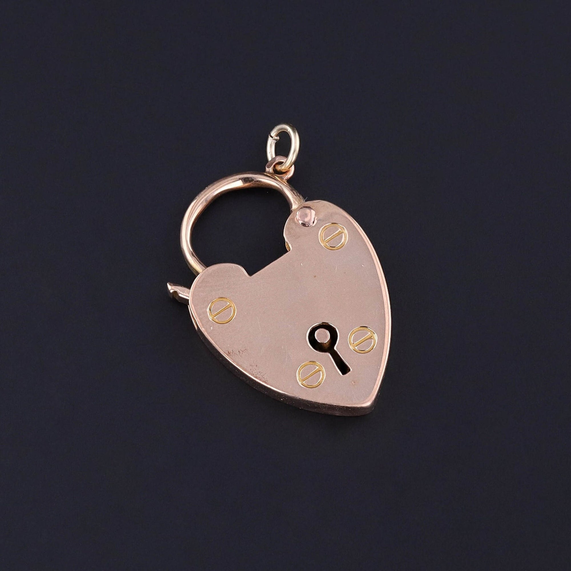 Large Antique Heart Padlock Pendant or Bracelet Clasp of 15ct Gold