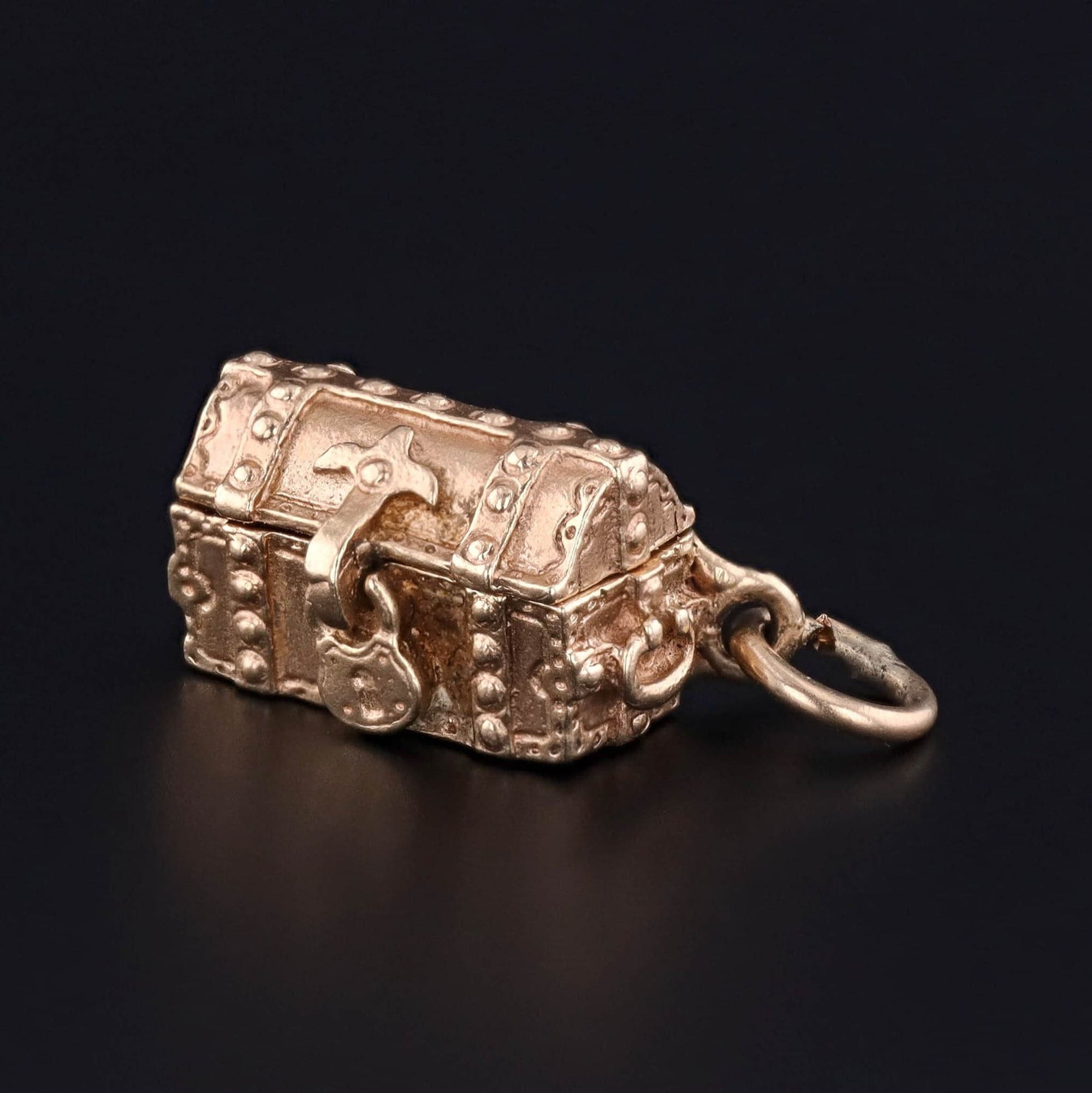 Vintage Treasure Chest Charm of 14k Gold