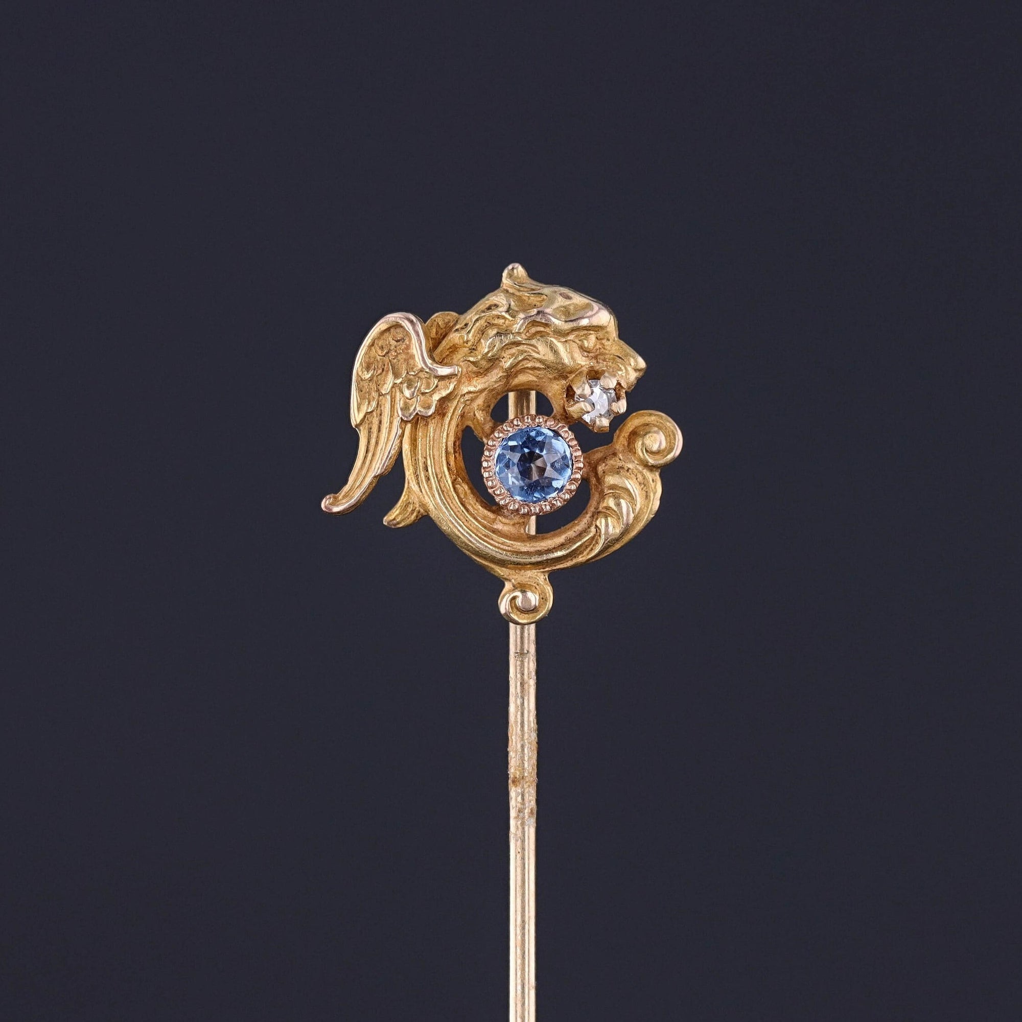 Antique Griffin Stickpin of 14k Gold