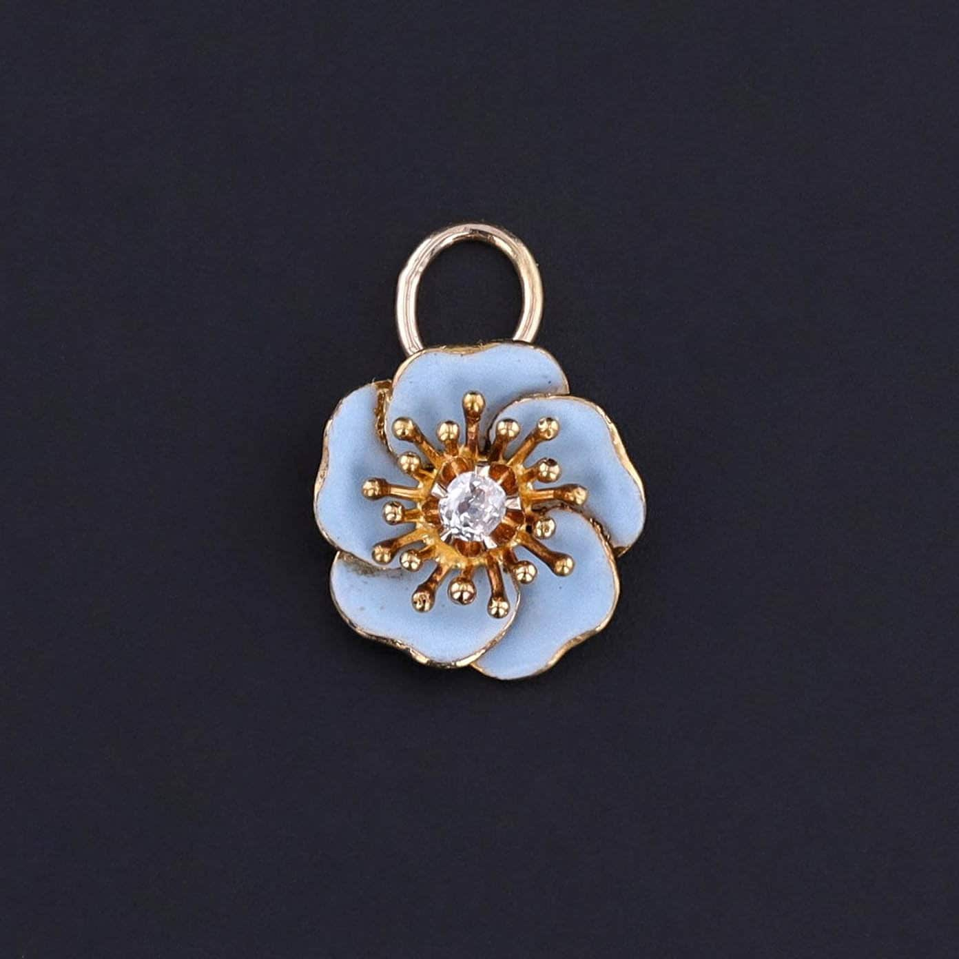 Antique Diamond Flower Charm of 10k Gold