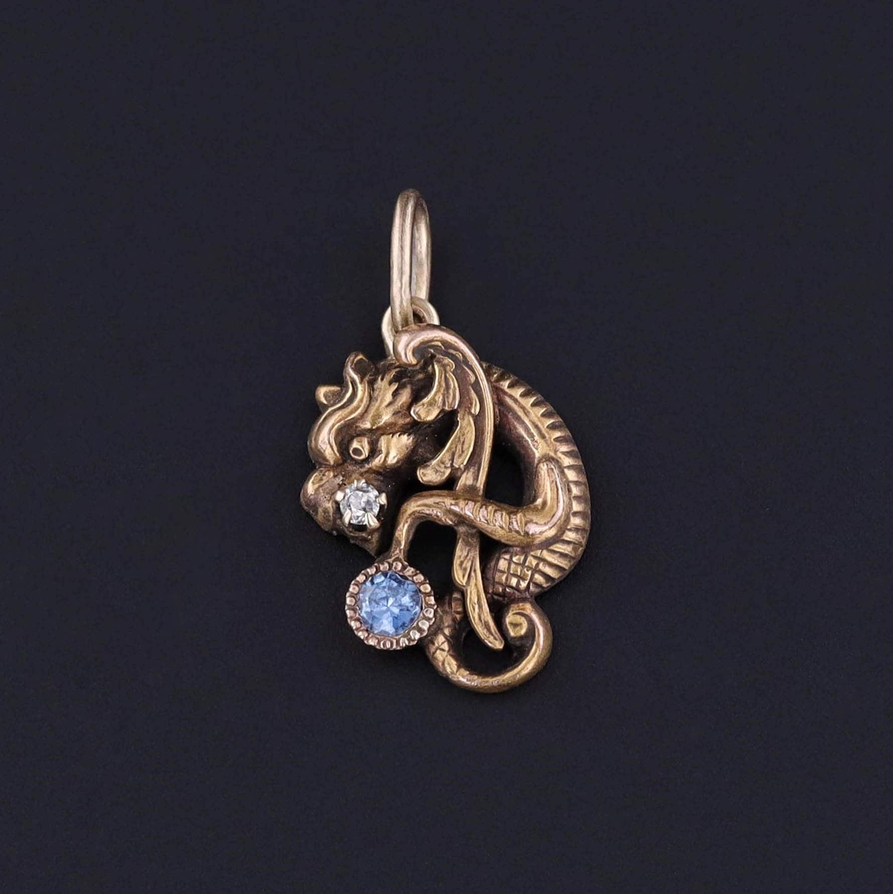 Antique Griffin Charm of 14k Gold