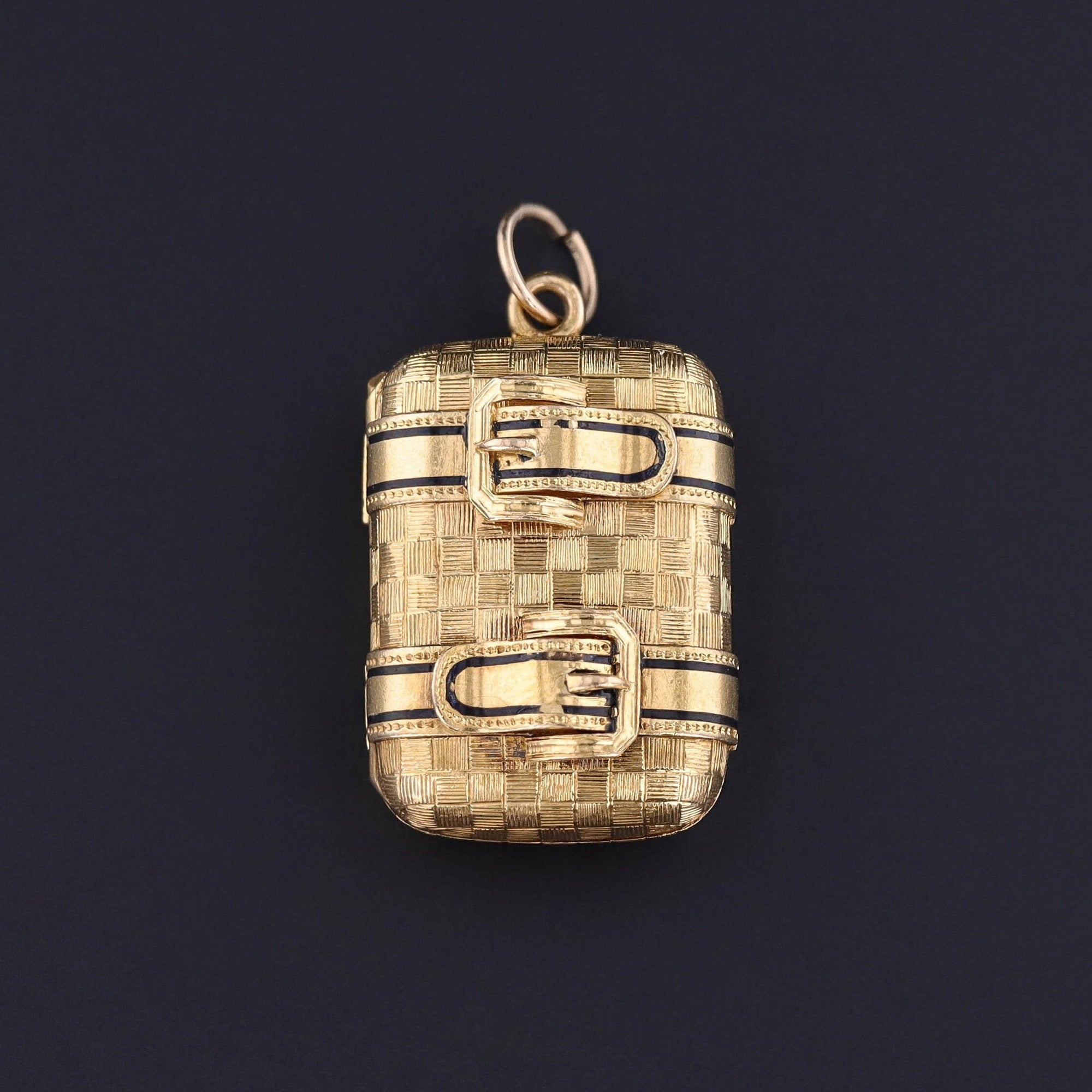 Antique Buckle Suitcase Locket of 18k Gold
