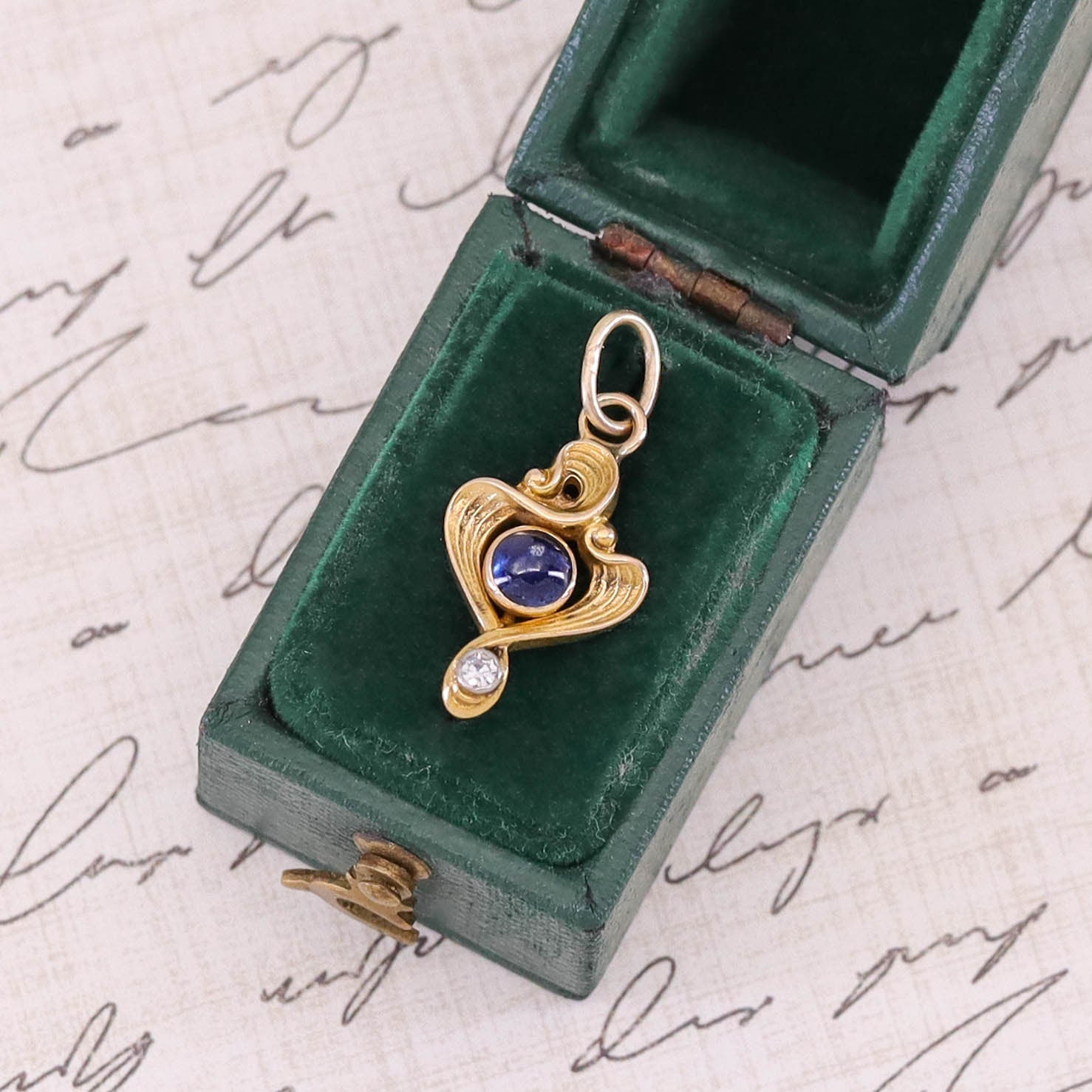 Antique Sapphire Charm of 14k Gold