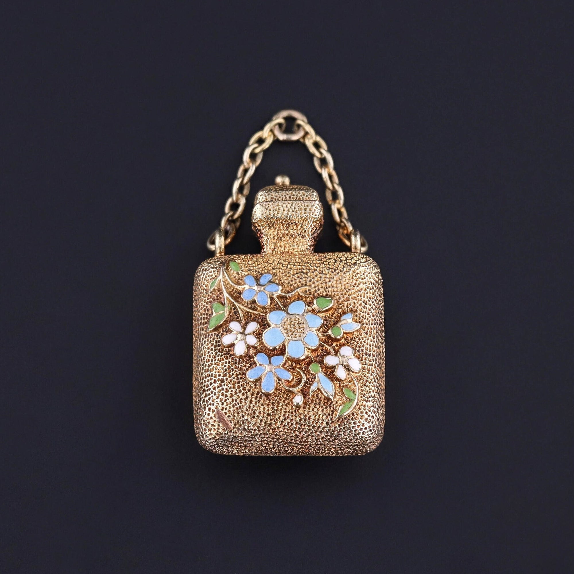 Antique Enamel Perfume Pendant of 14k Gold