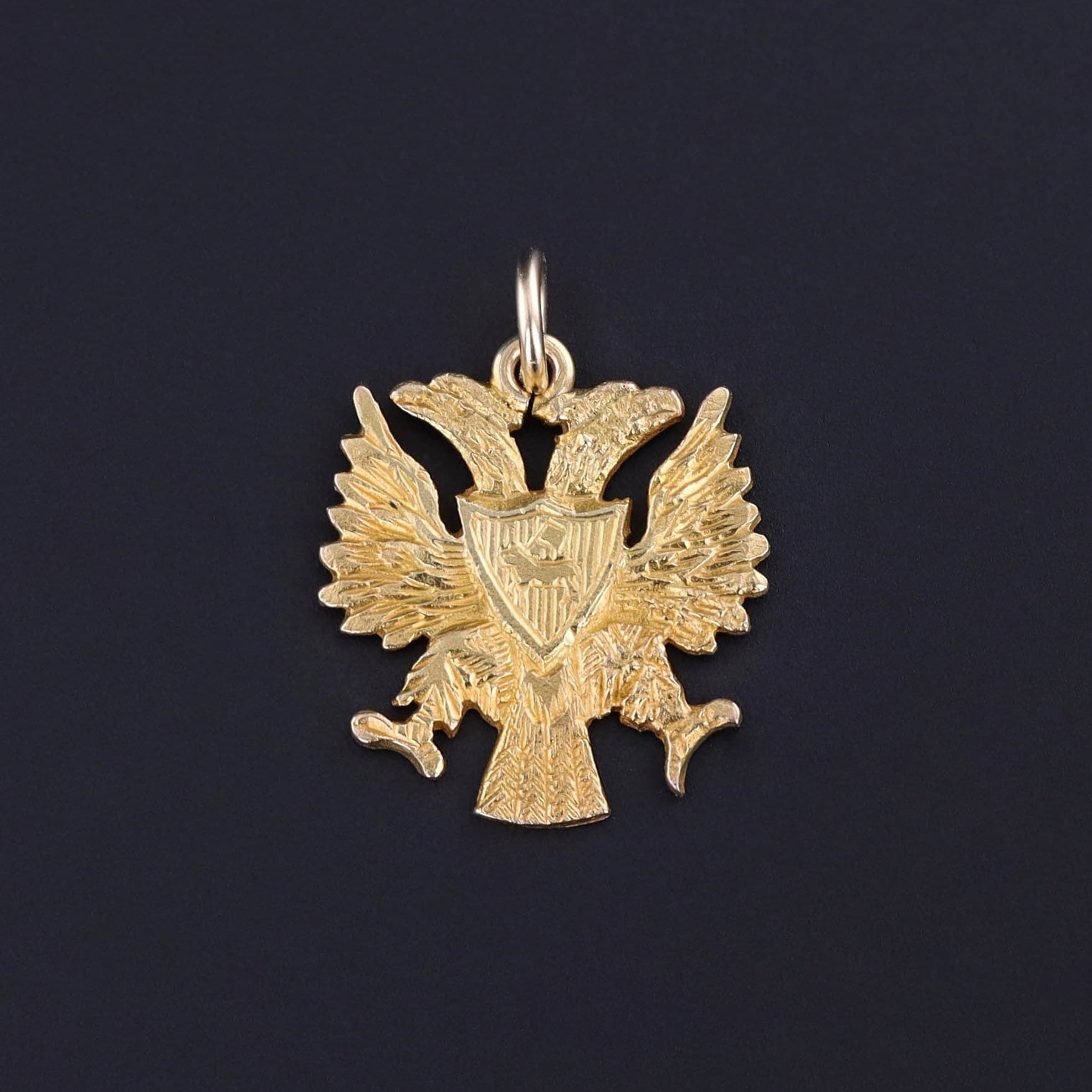 Vintage Russian Coat of Arms Charm of 10k Gold