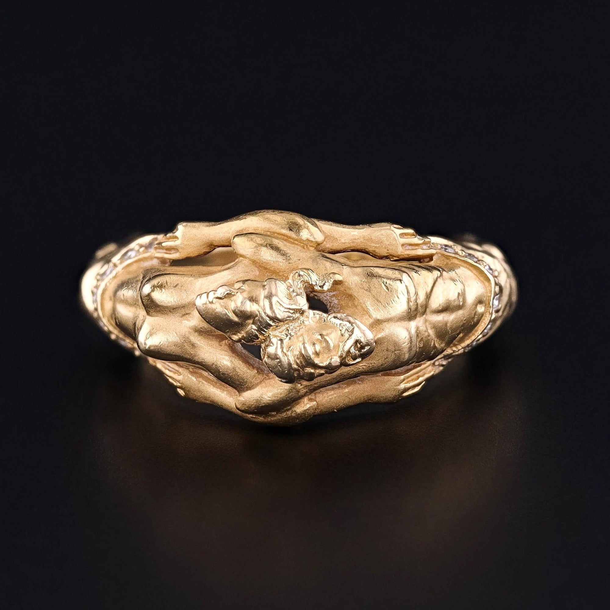 Vintage Adam and Eve Ring of 18k Gold