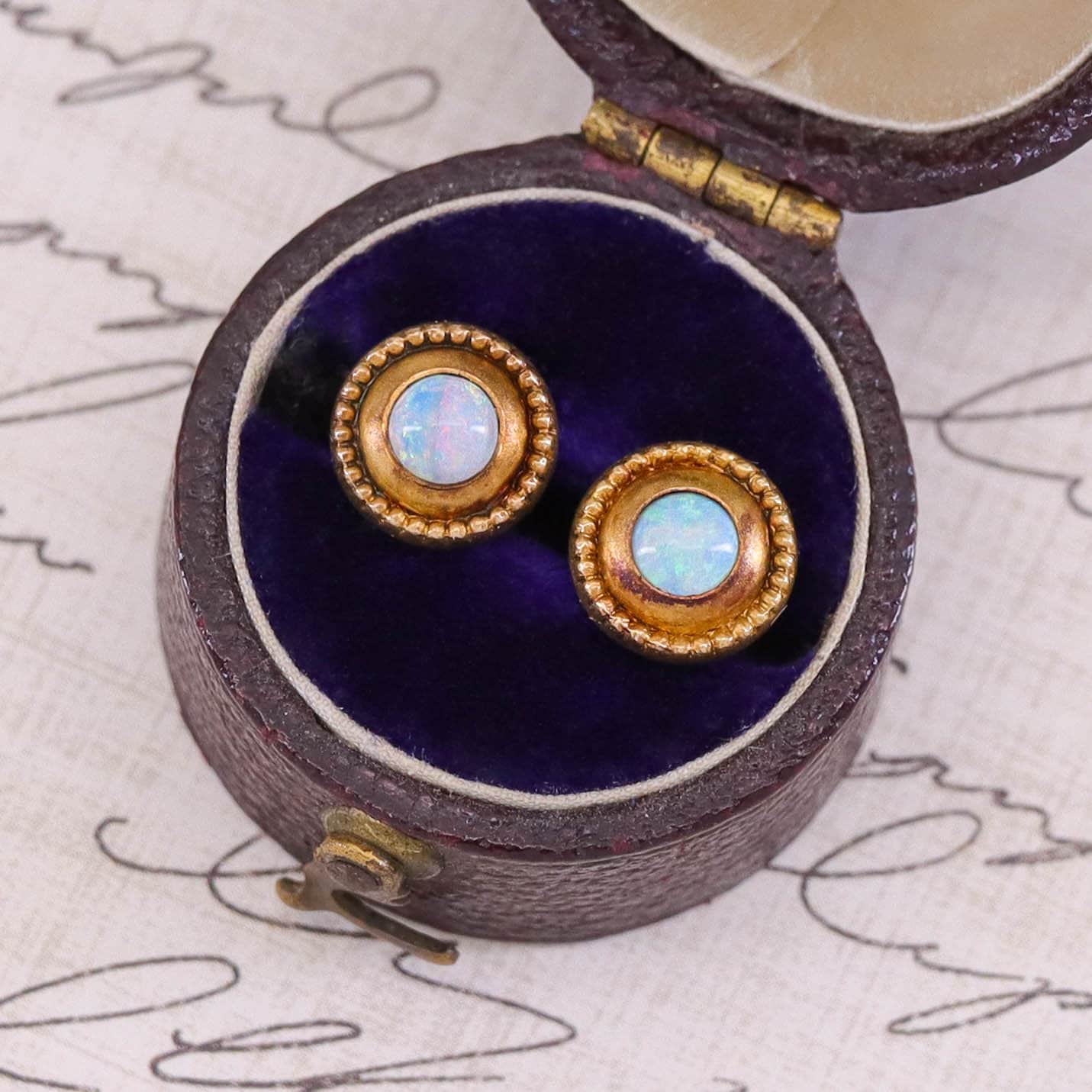 Antique Opal Conversion Earrings of 10k Gold