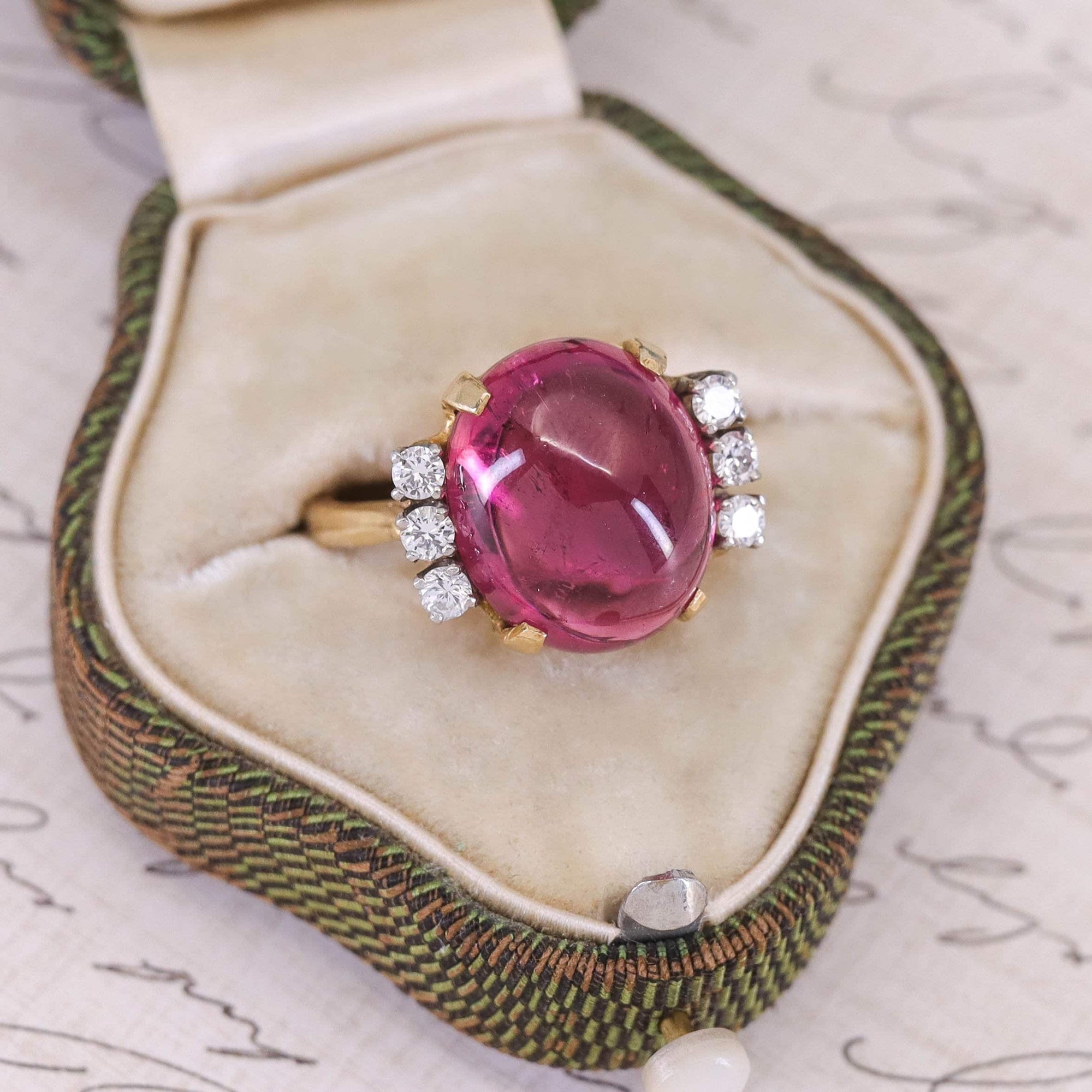 Vintage Pink Tourmaline & Diamond Ring with EGL Appraisal