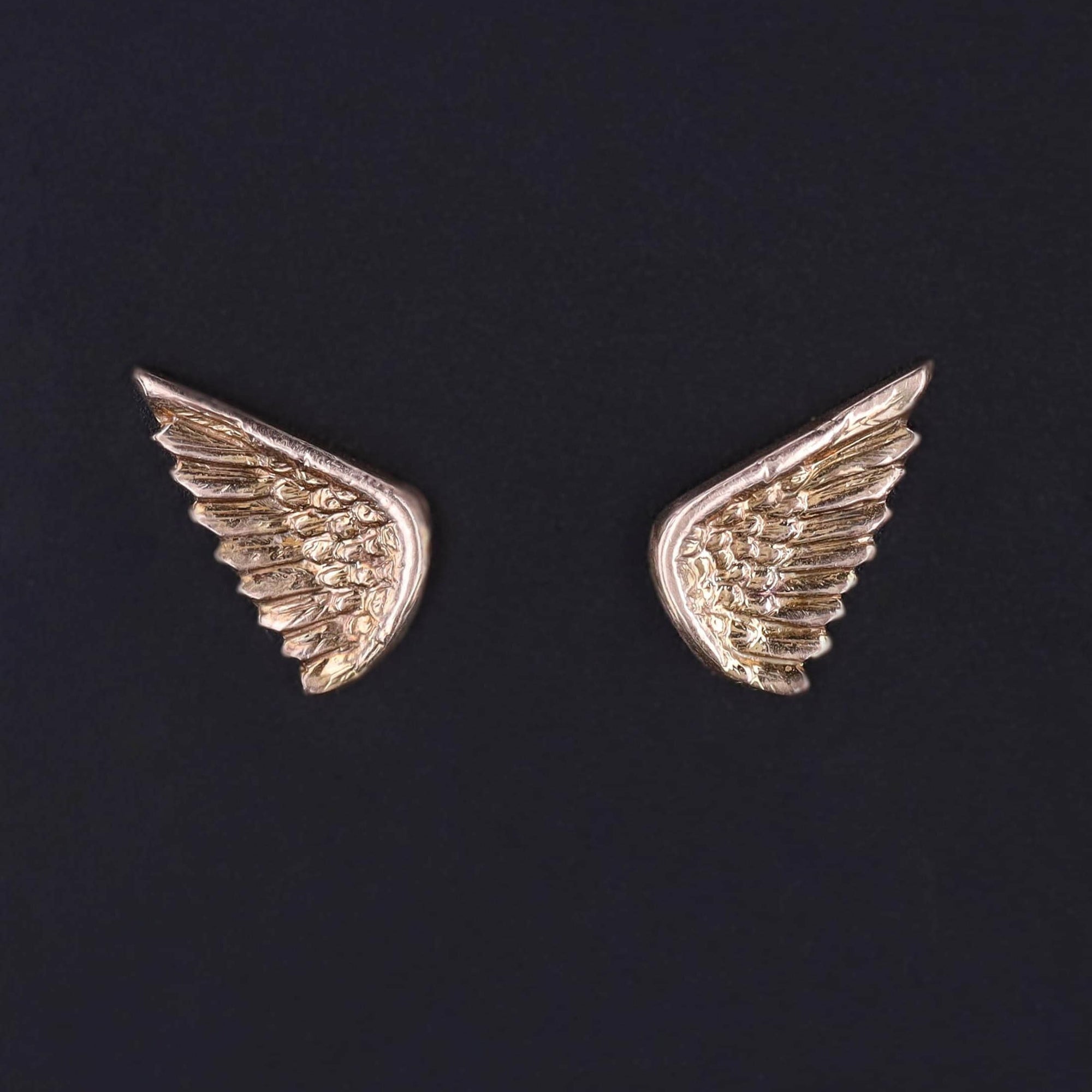 Antique Wing Earrings of 10k and 14k Gold