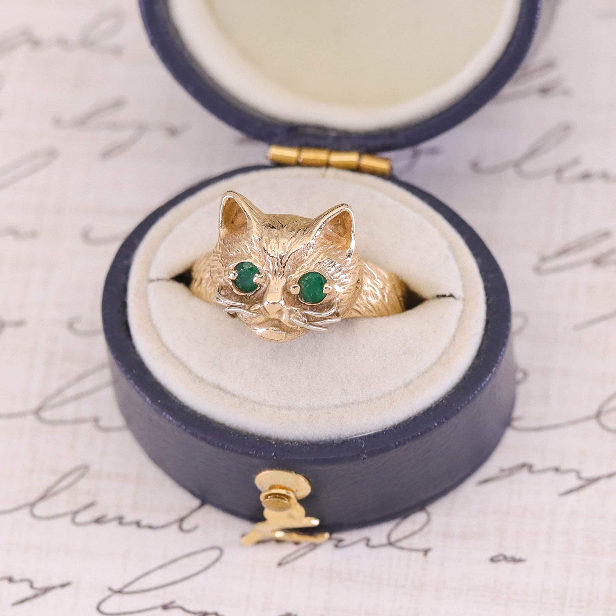 Vintage Cat Ring of 14k Gold