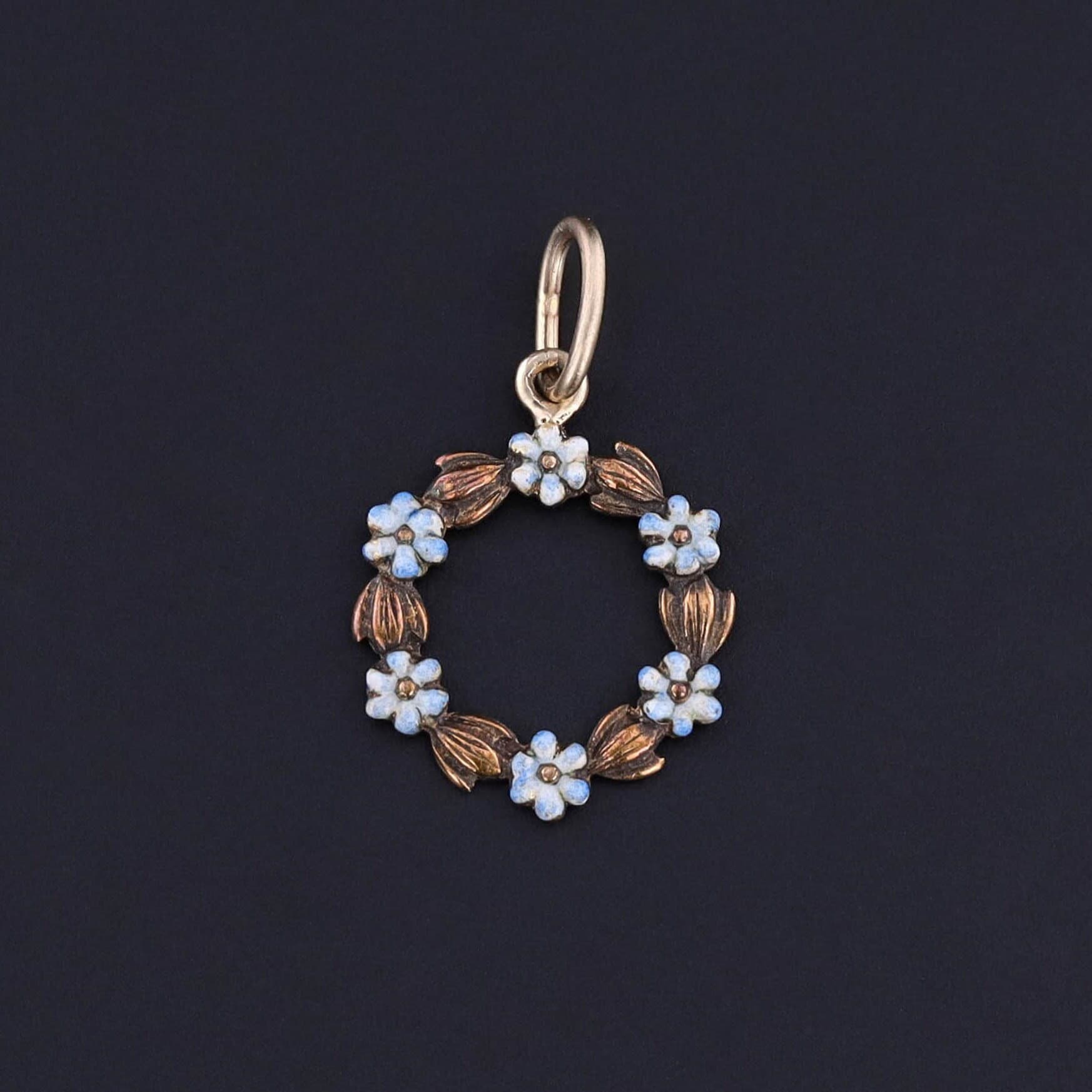 Antique Forget-me-not Charm of 14k Gold