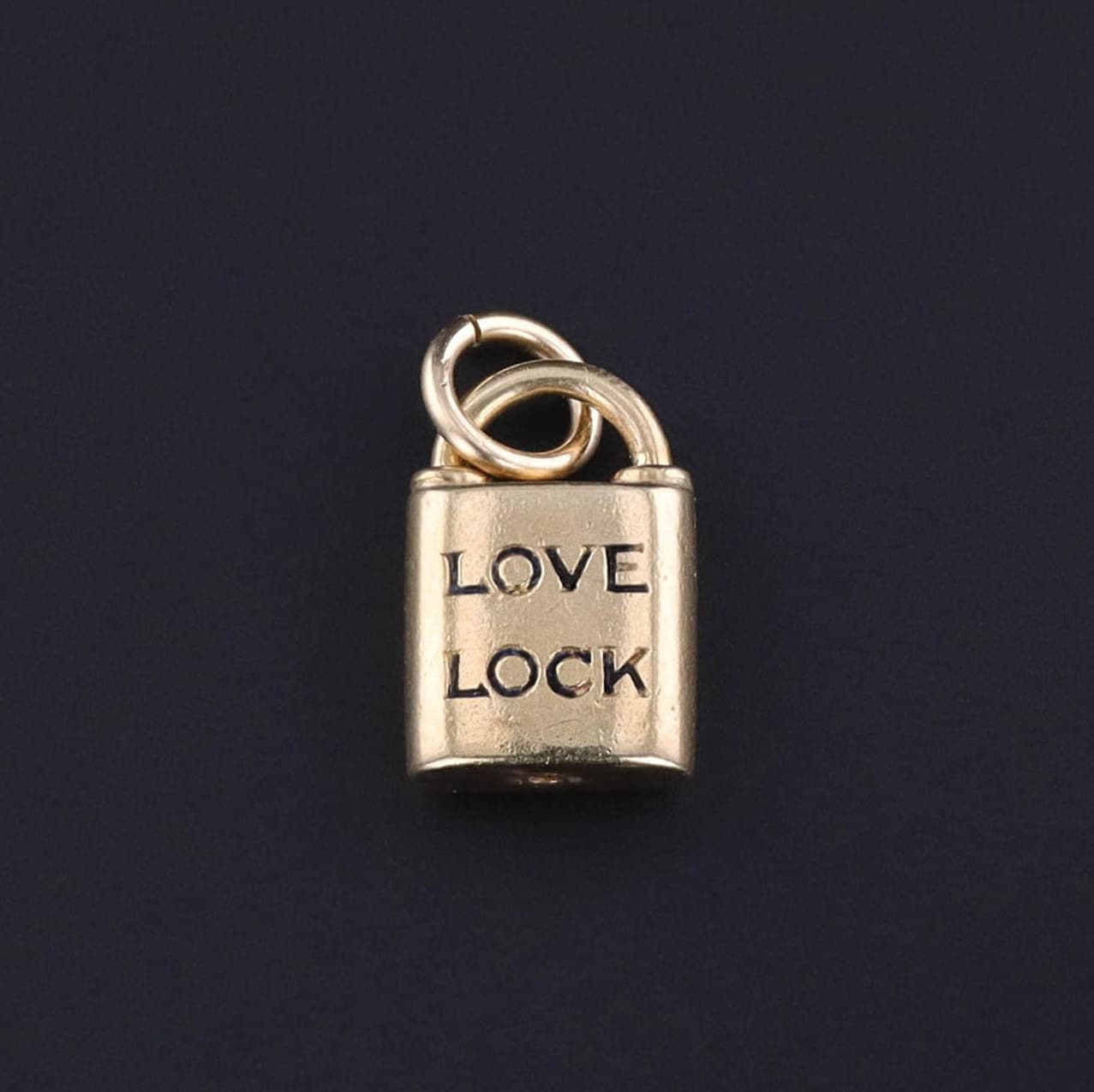 Vintage Love Lock Charm of 14k Gold