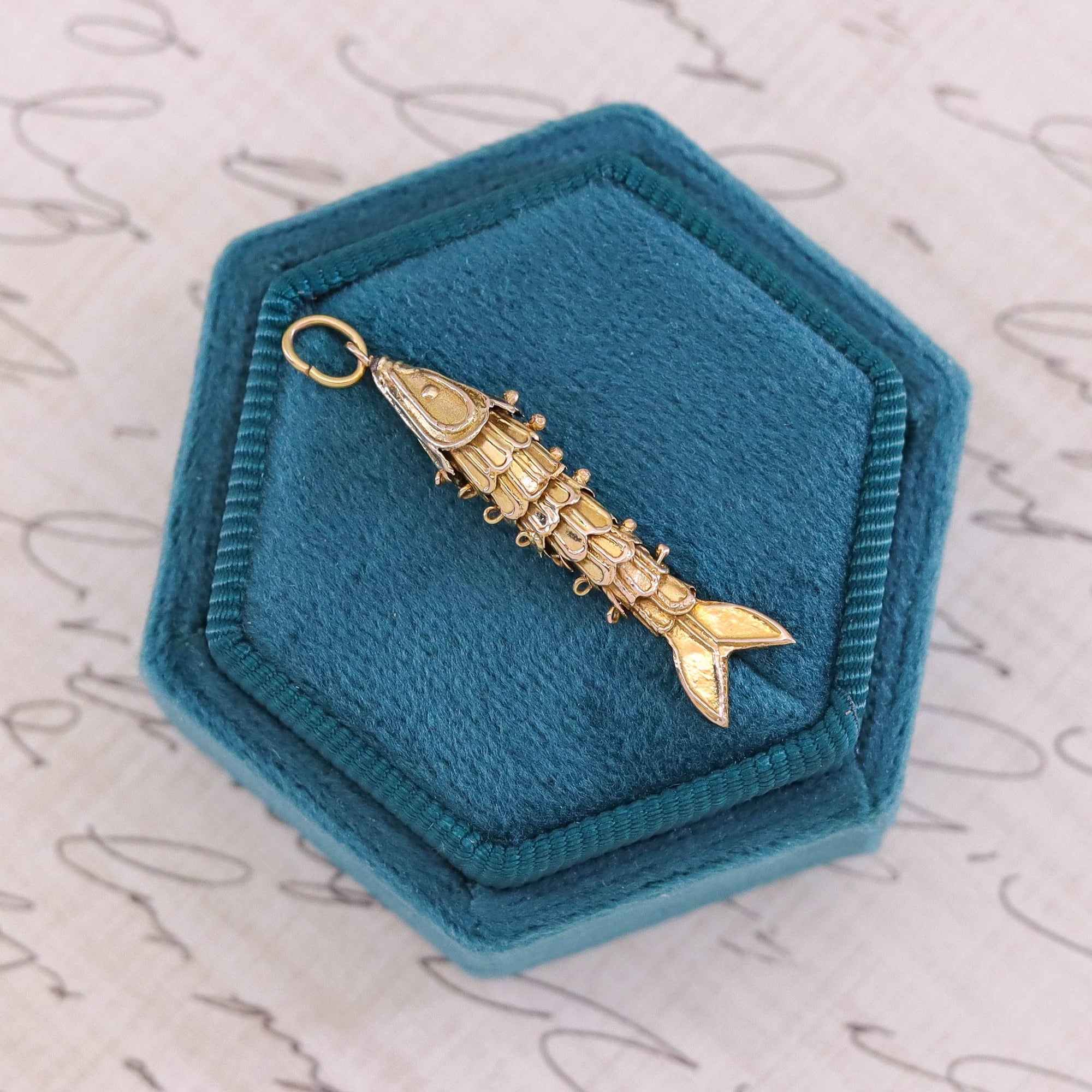 Vintage Moveable Fish Charm of 14k Gold
