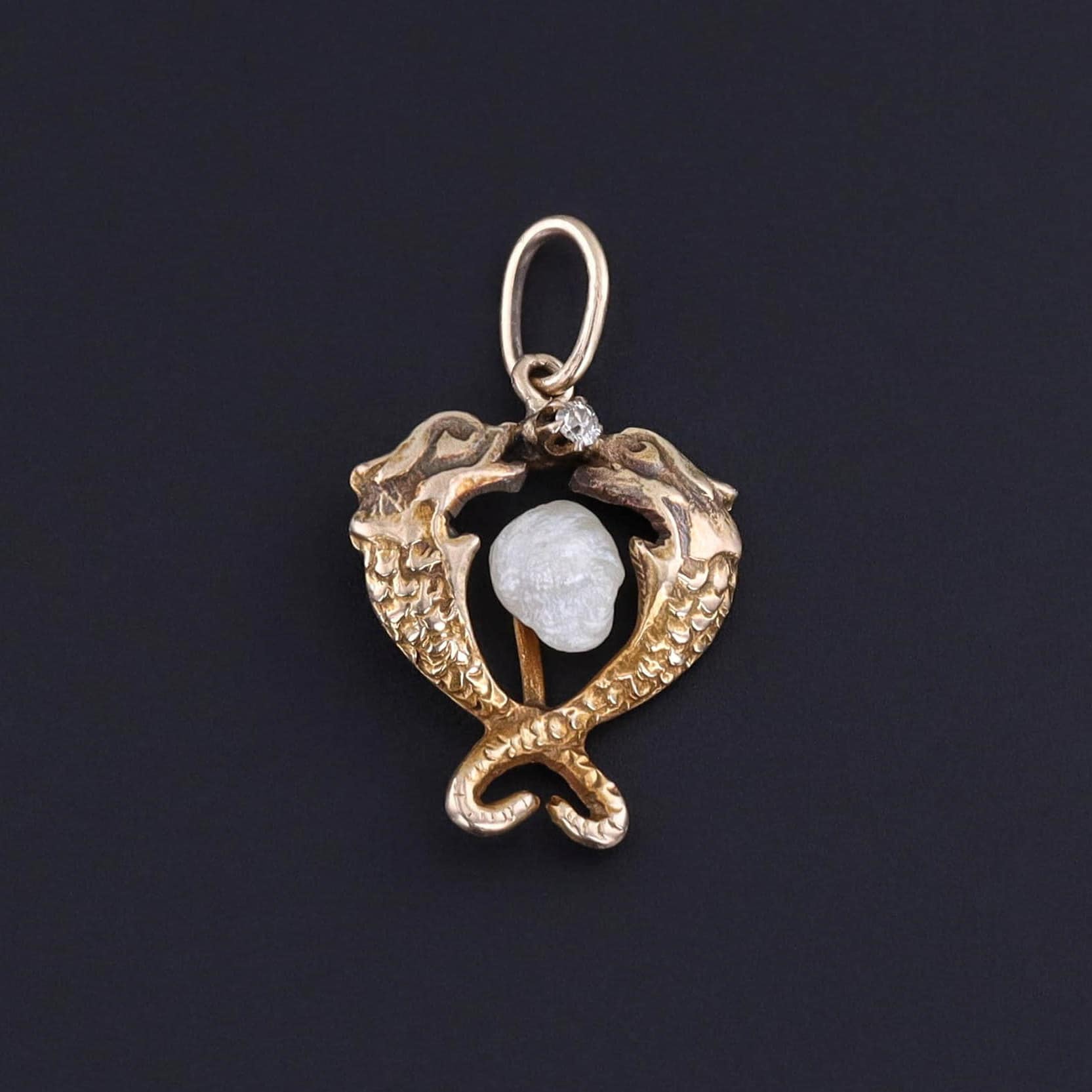 Antique Fish Charm of 14k Gold