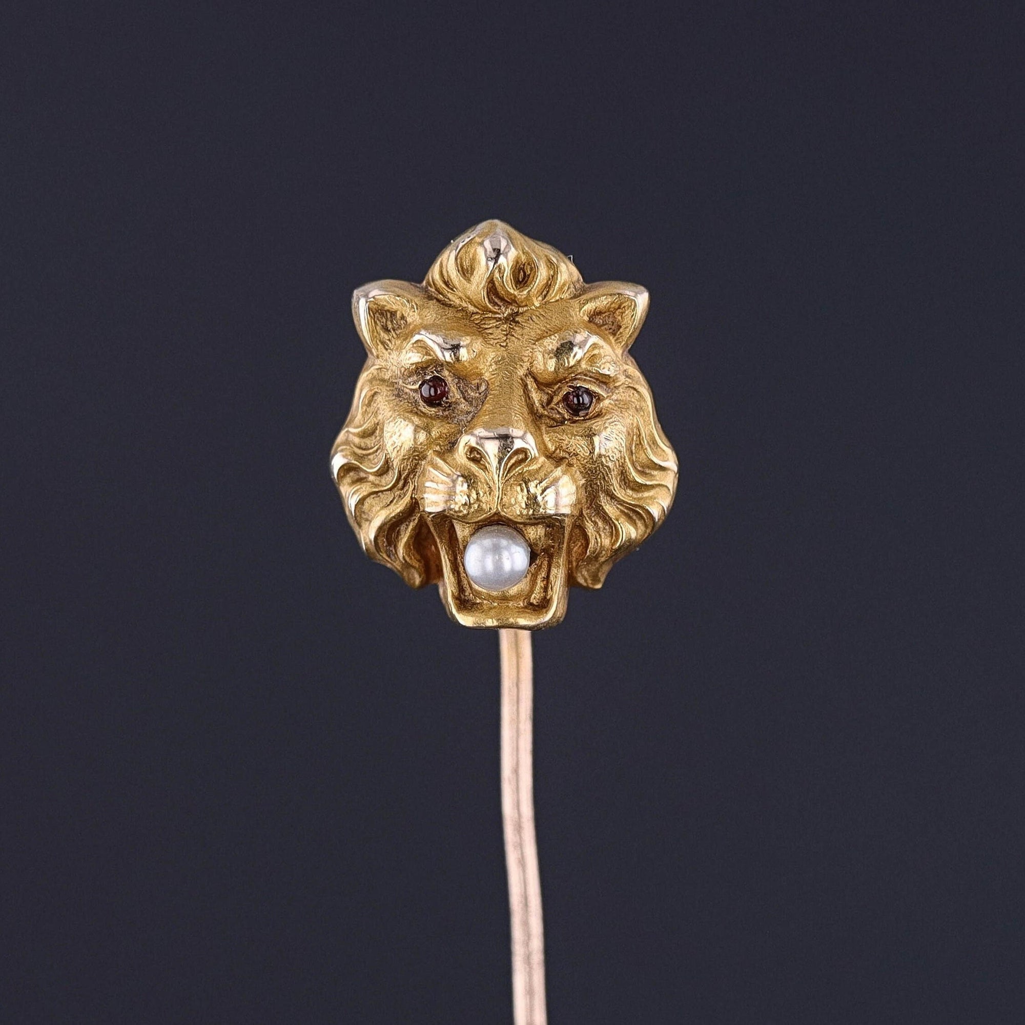 Antique Lion Stickpin of 10k Gold