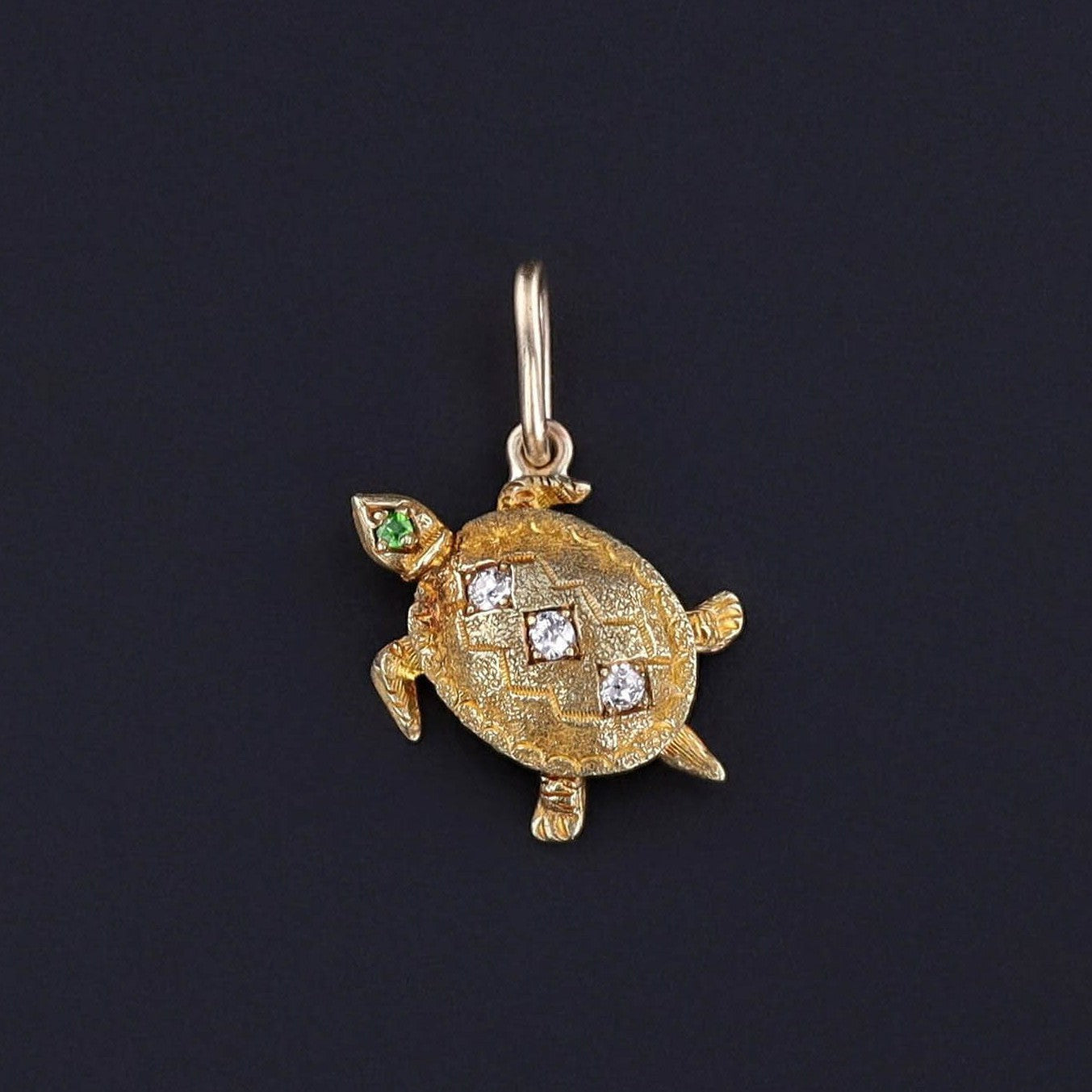 Antique Diamond Turtle Charm of 15ct Gold