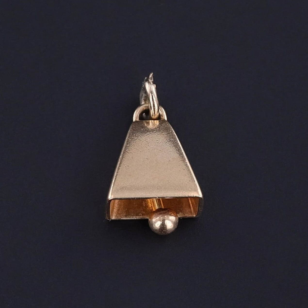 Vintage Cow Bell Charm of 14k Gold