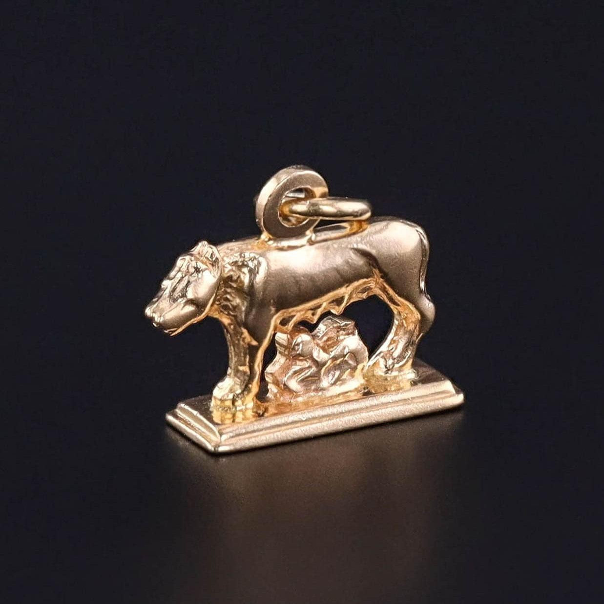 Vintage Romulus and Remus Charm of 18k Gold