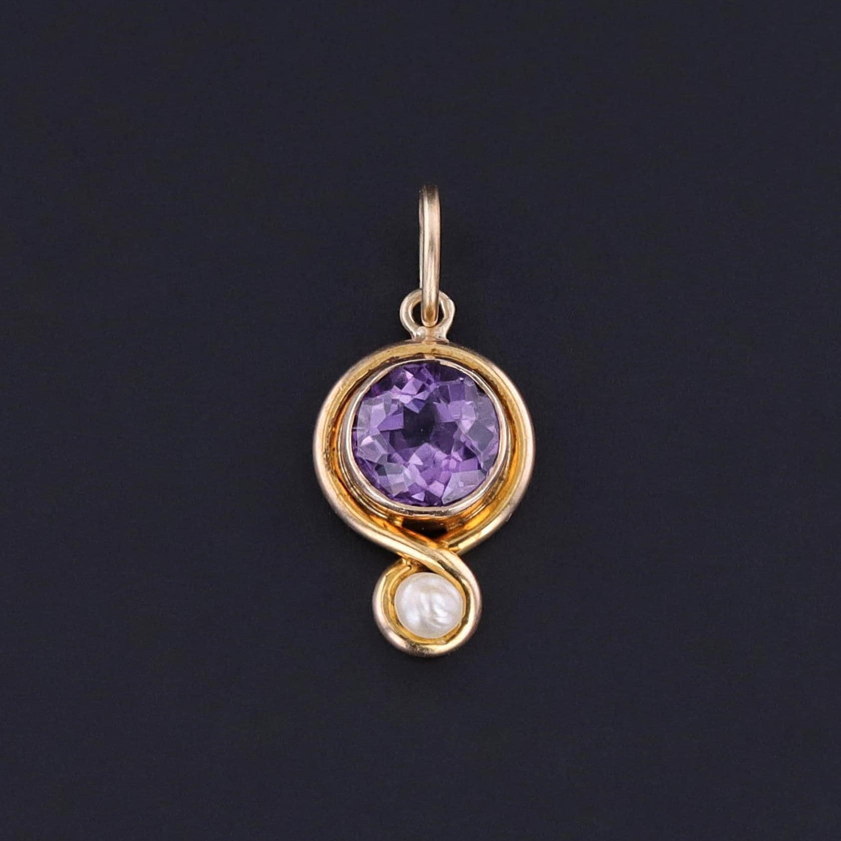 Antique Amethyst Charm of 10k Gold