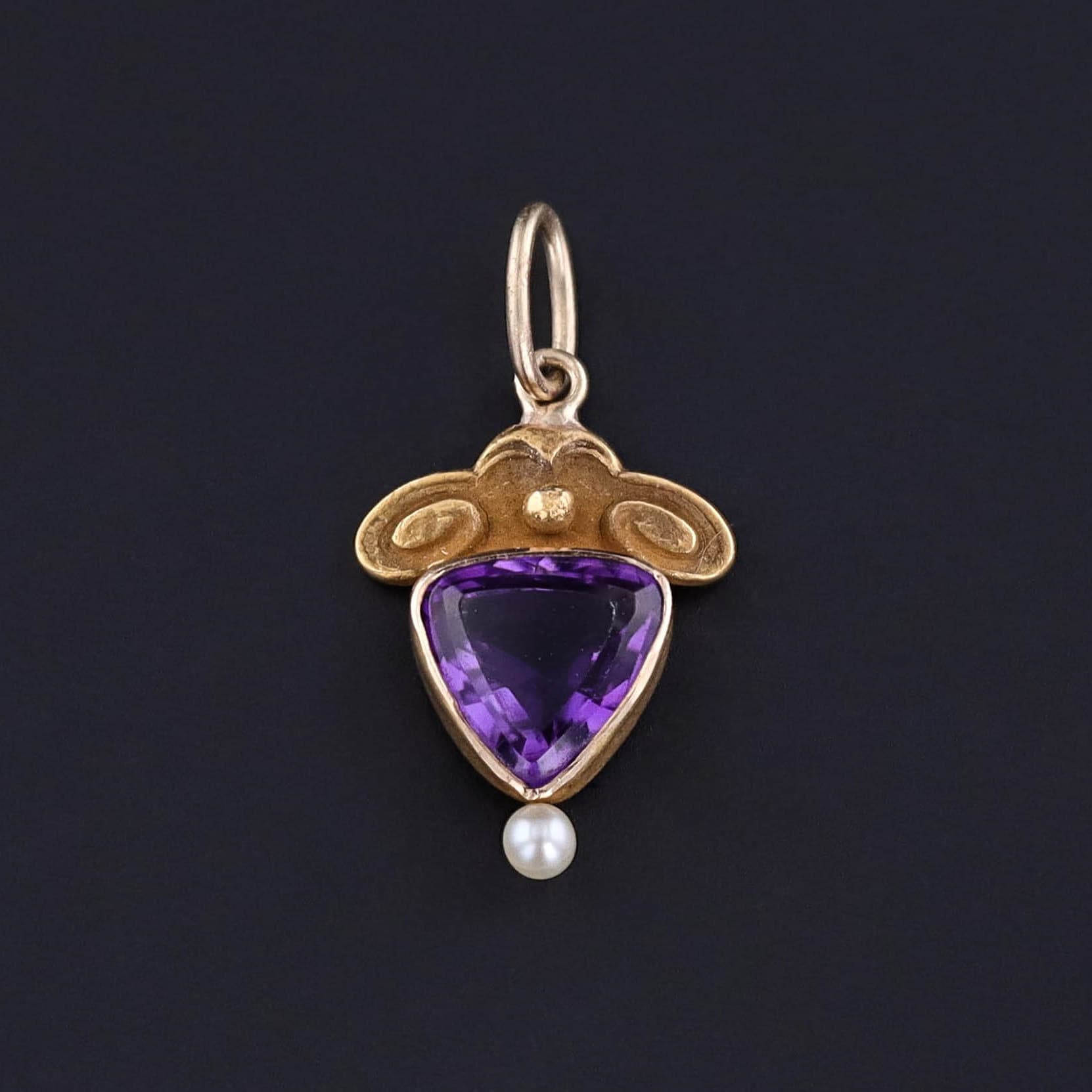 Antique Amethyst Charm of 10k Gold