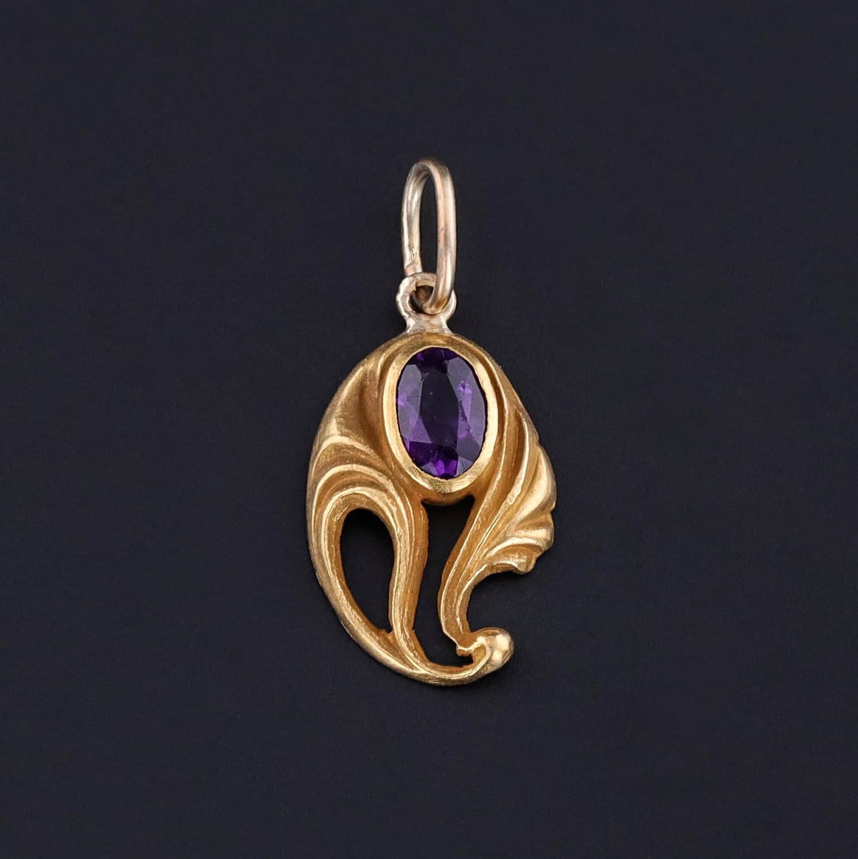 Antique Amethyst Charm of 14k Gold