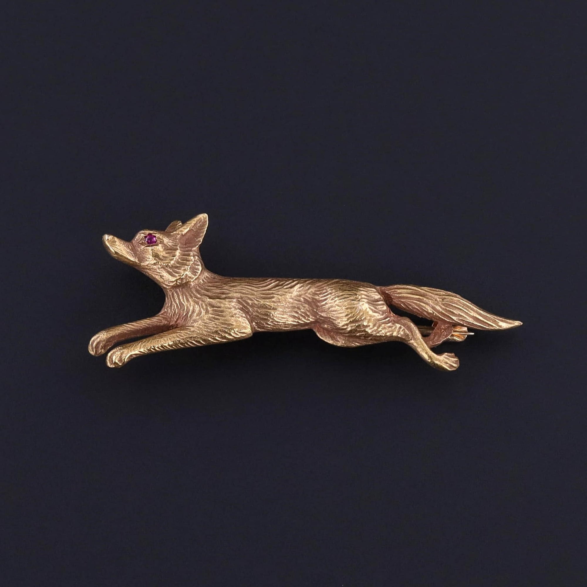 Antique Fox Brooch of 14k Gold