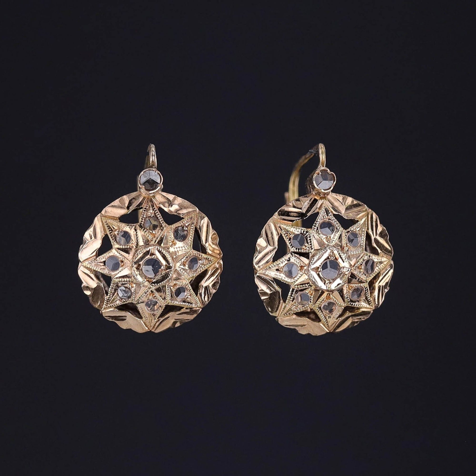 Antique Topaz Earrings of 14k Gold