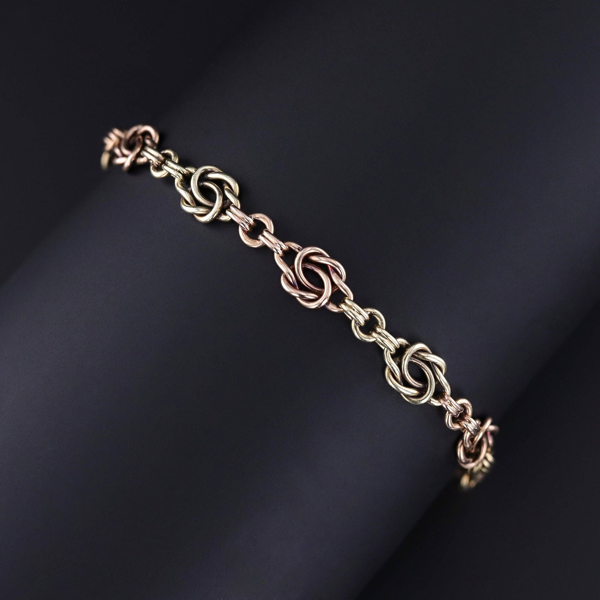 Antique Love Knot Bracelet of 14k Rose & Green Gold