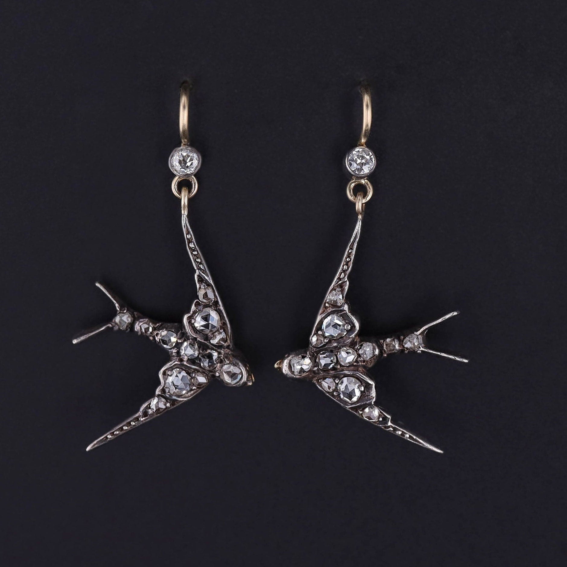 Antique Diamond Swallow Earrings